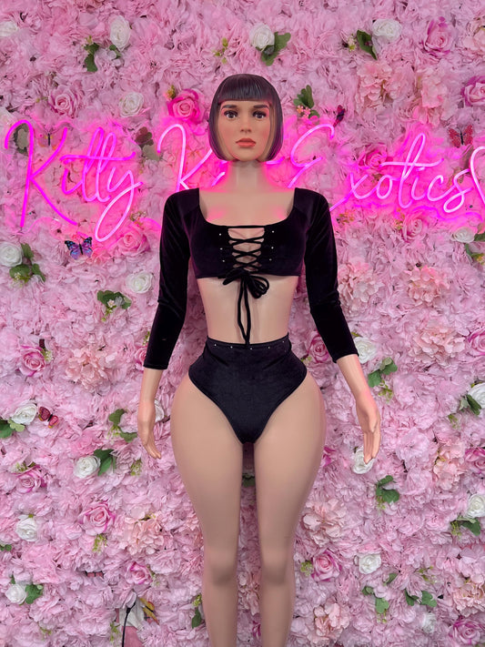 Two-Piece Black Bodysuit  Exotic Dancewear for Performers, Raves, or Night Out | Bottle girl Outfits