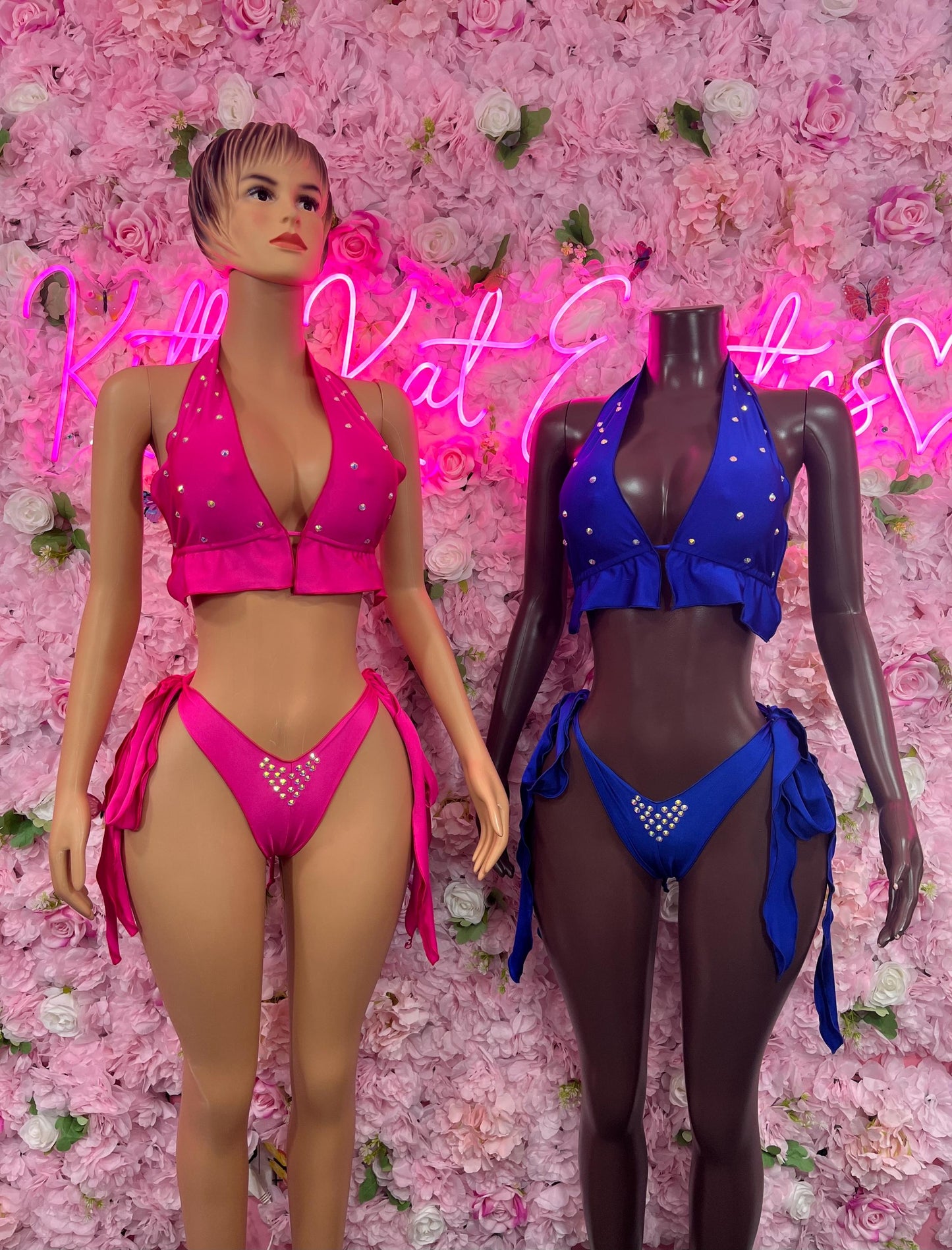 Two-Piece Blue  Exotic Dancewear for Performers, Raves, or Night Out | Bottle girl Outfits