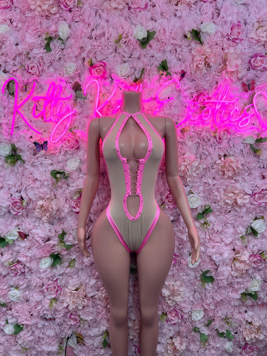 Bottlegirl One-Piece Pink  Bodysuit  Exotic Dancewear for Performers, Raves, or Night Out | Bottle girl Outfits