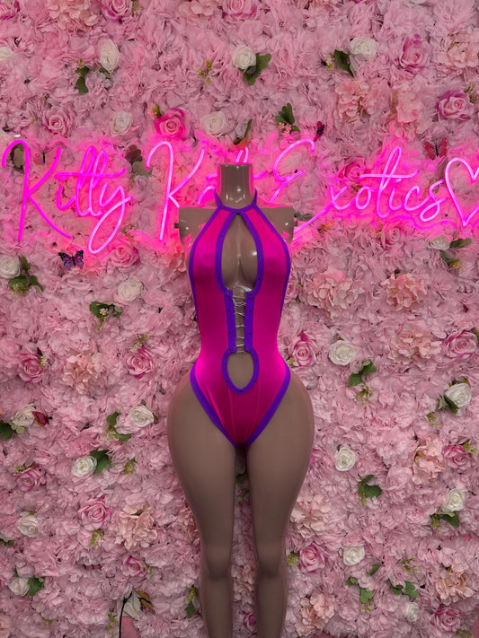 Bottlegirl One-Piece Pink Purple   Bodysuit  Exotic Dancewear for Performers, Raves, or Night Out | Bottle girl Outfits