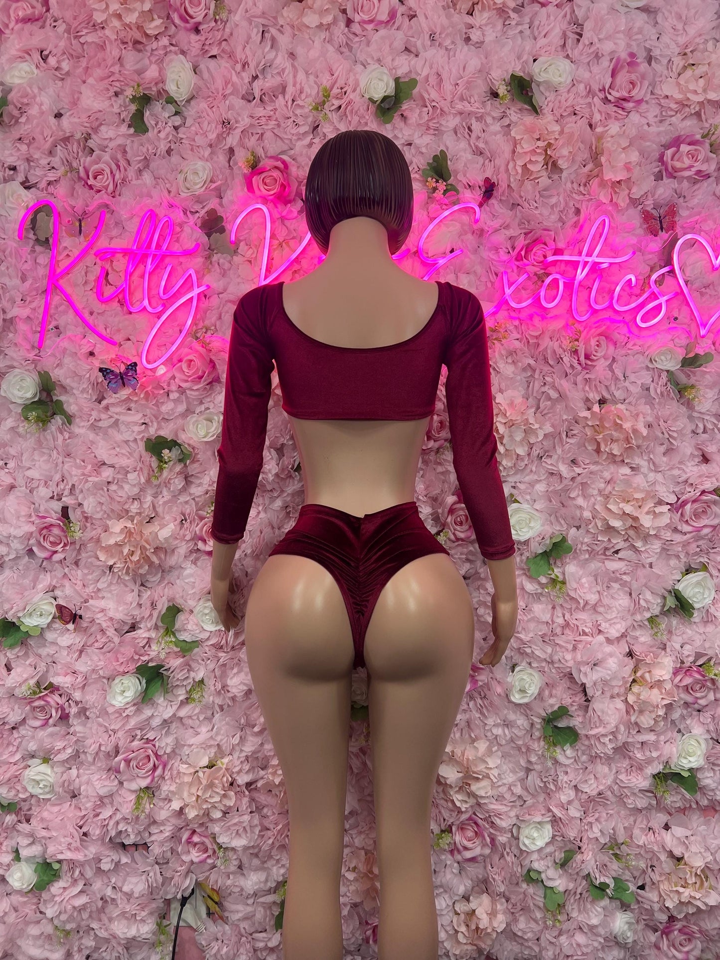 Bartender Two-Piece Burgundy   Exotic Dancewear for Performers, Raves, or Night Out | Bottle girl Outfits