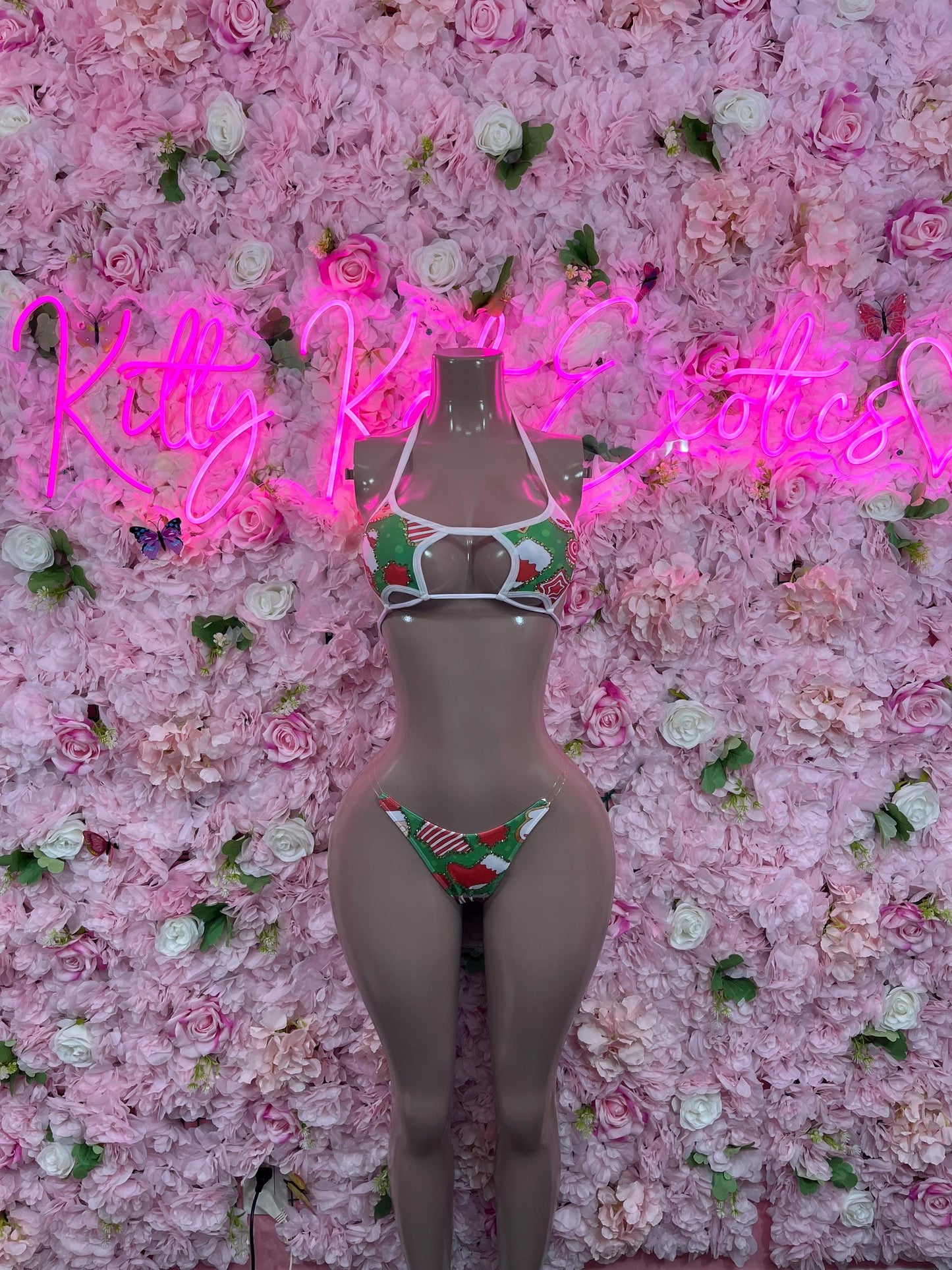 Christmas Sexy Santa  Costume - Two Piece Bikini Holiday Outfit - Festive Womens Christmas Lingerie - Hat Included Christmas