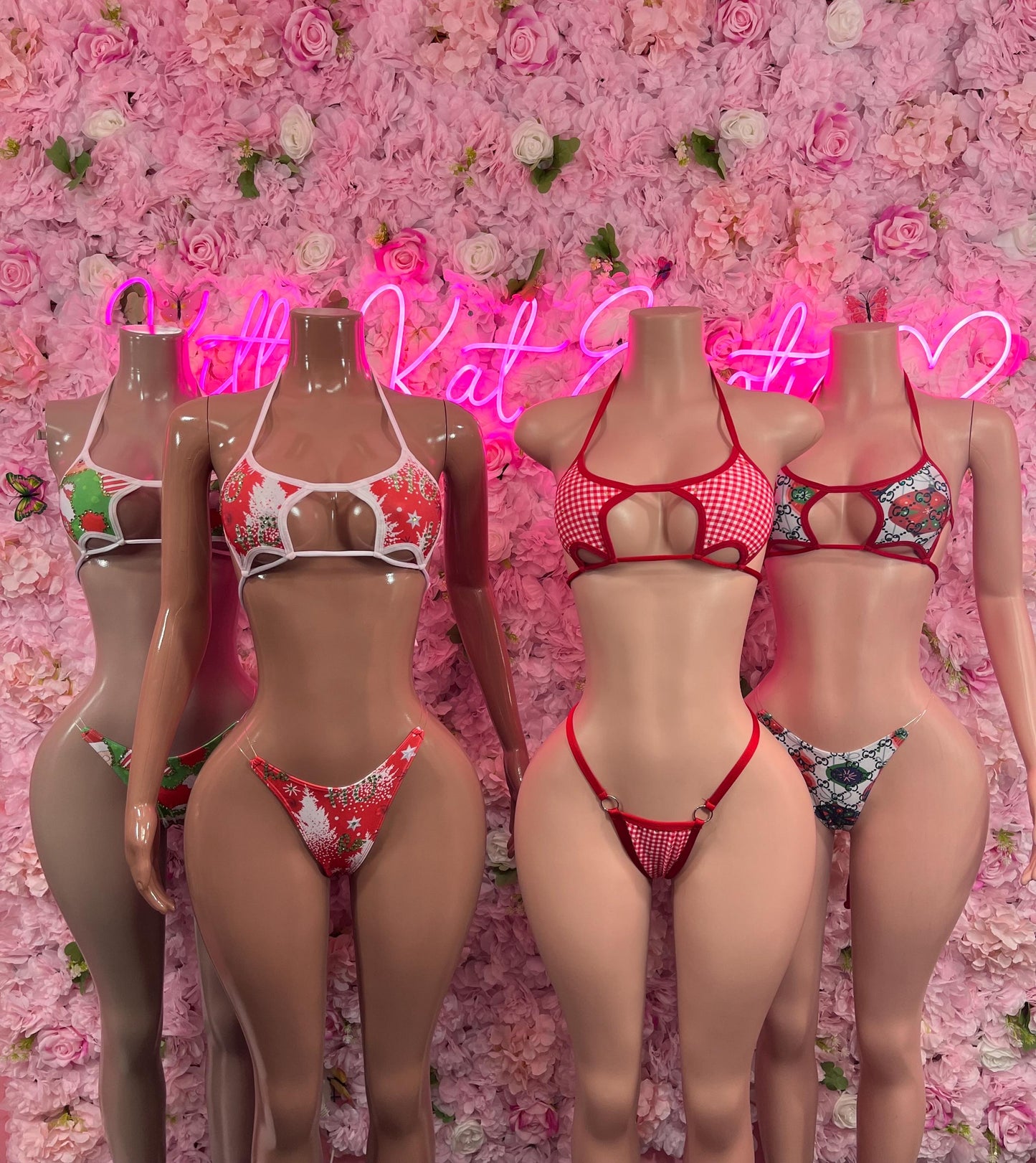 Christmas Sexy Santa  Costume - Two Piece Bikini Holiday Outfit - Festive Womens Christmas Lingerie - Hat Included Christmas