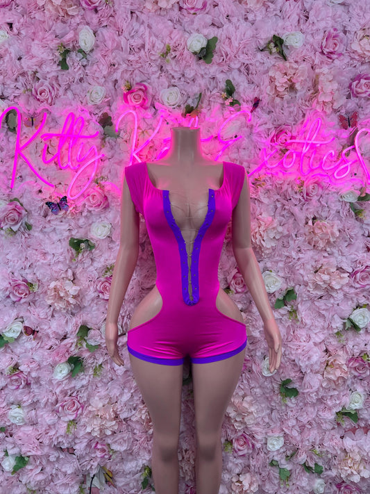 Bottlegirl One-Piece Pink  Bodysuit  Exotic Dancewear for Performers, Raves, or Night Out | Bottle girl Outfits