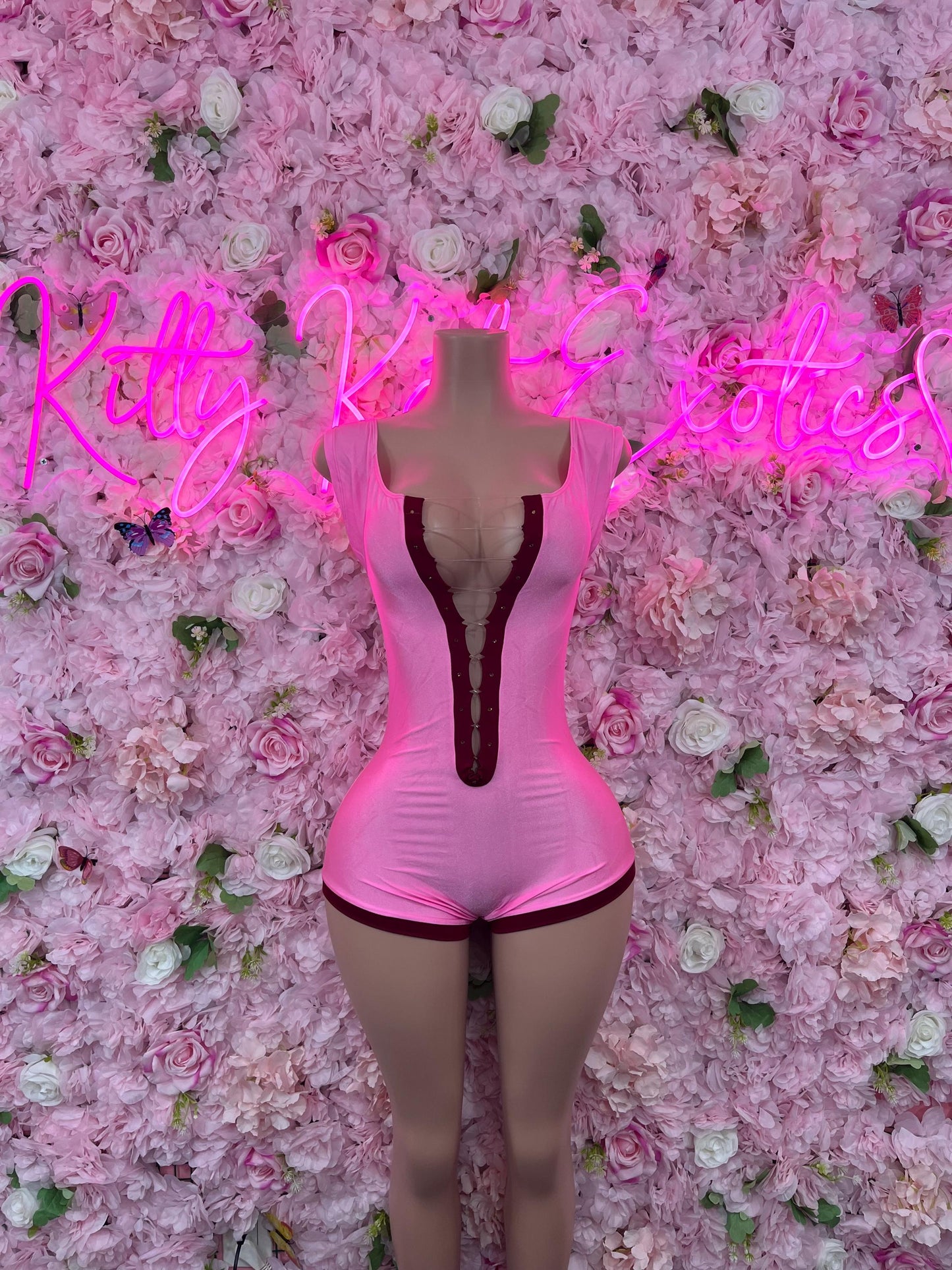Bottlegirl One-Piece Pink  Bodysuit  Exotic Dancewear for Performers, Raves, or Night Out | Bottle girl Outfits