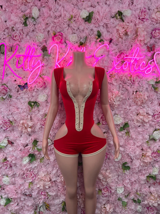 Bottlegirl One-Piece Red  Bodysuit  Exotic Dancewear for Performers, Raves, or Night Out | Bottle girl Outfits