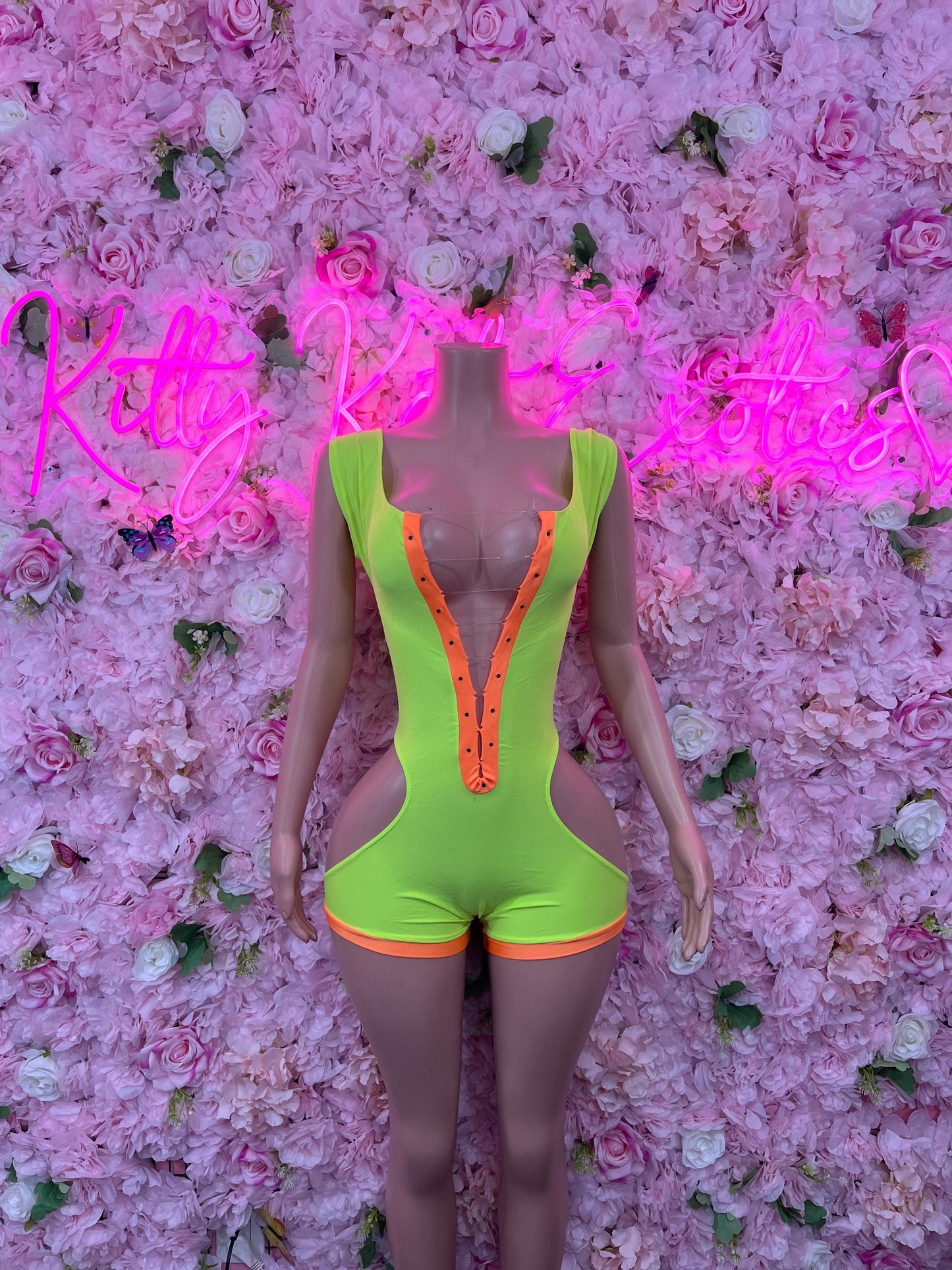 Bottlegirl One-Piece Neon Green  Bodysuit  Exotic Dancewear for Performers, Raves, or Night Out | Bottle girl Outfits