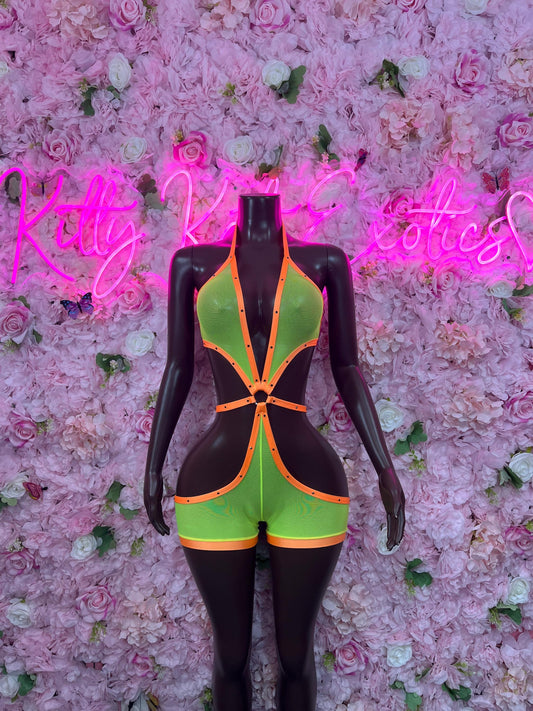 Exotic DancewearOne Piece Mesh Neon   Sexy Dancewear & Ravewear for Festivals, Clubbing, and Party Outfits | Bold EDM FashionOne Piece Neon