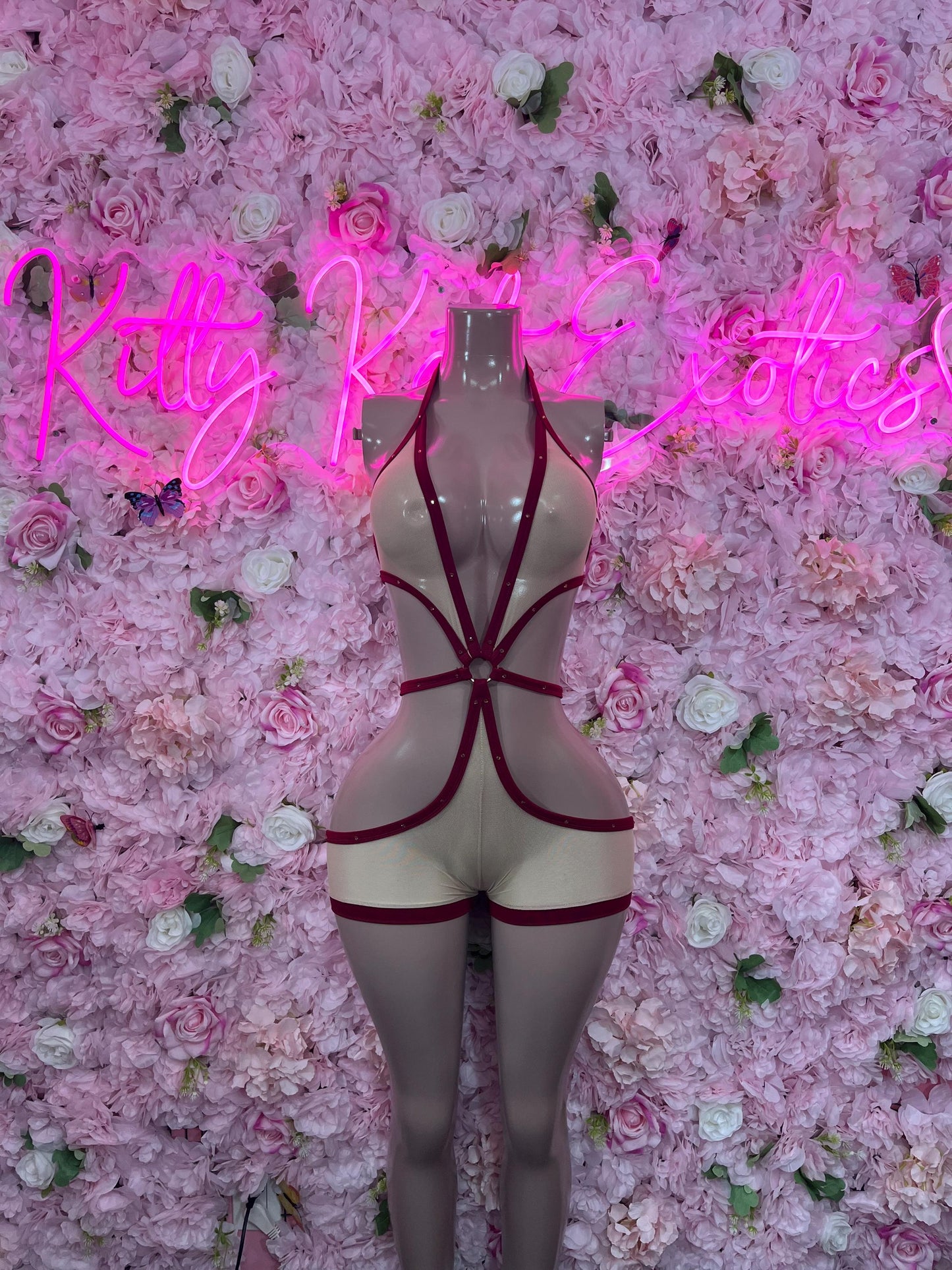 One Piece Mesh Red/Nude   Sexy Dancewear & Ravewear for Festivals, Clubbing, and Party Outfits | Bold EDM FashionOne Piece Neon