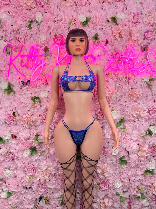 Exotic Dancewear Two-Piece Bikini Purple Metallic  Dancewear Poledance wear Ravewear