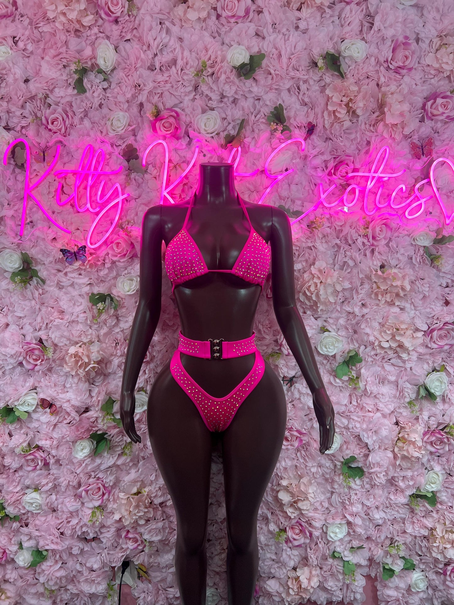 Two-Piece Pink  Exotic Dancewear for Performers, Raves, or Night Out | Bottle girl Outfits