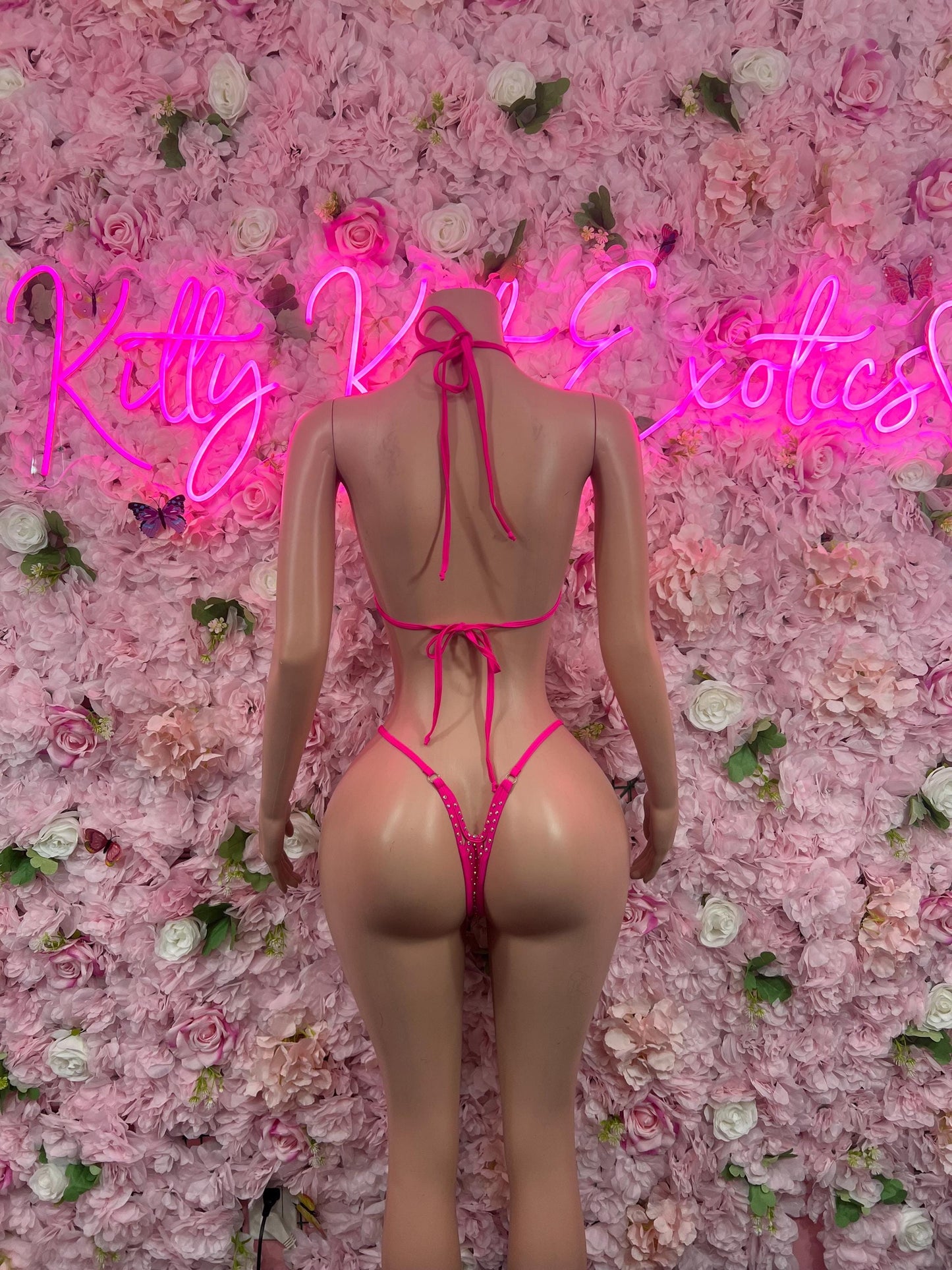 Exotic Dancewear Two-Piece Pink   for Performers, Raves, or Night Out | Bottle girl Outfits