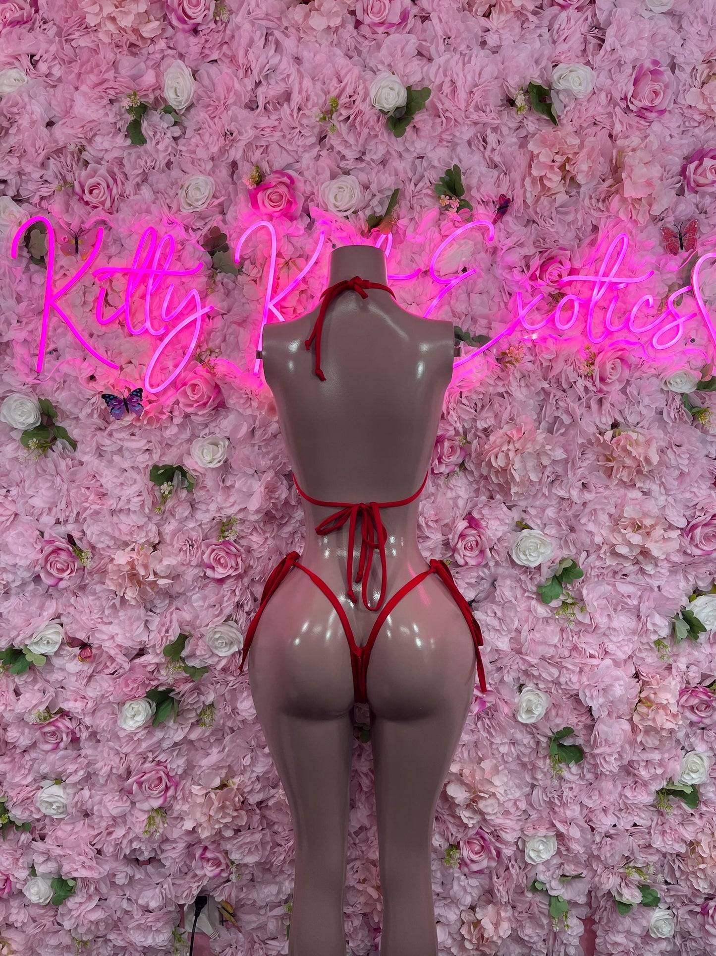 Christmas Exotic Dancewear Two-Piece Bikini Red Dancewear Festival wear Ravewear