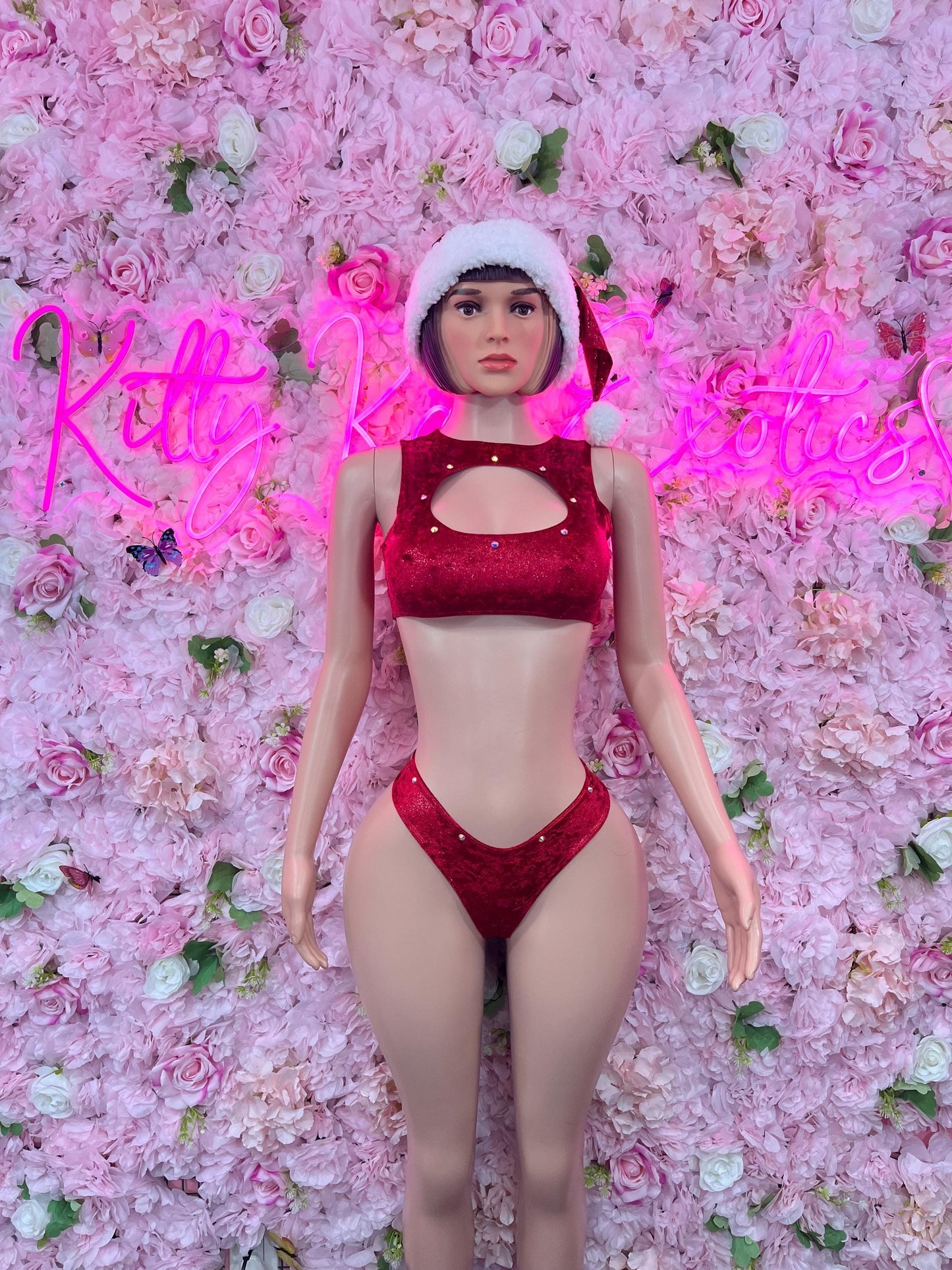 Naughty Santa Sexy Santa Christmas Costume - One Piece Red  Holiday Outfit - Festive Womens Christmas Lingerie - Hat Included Christmas