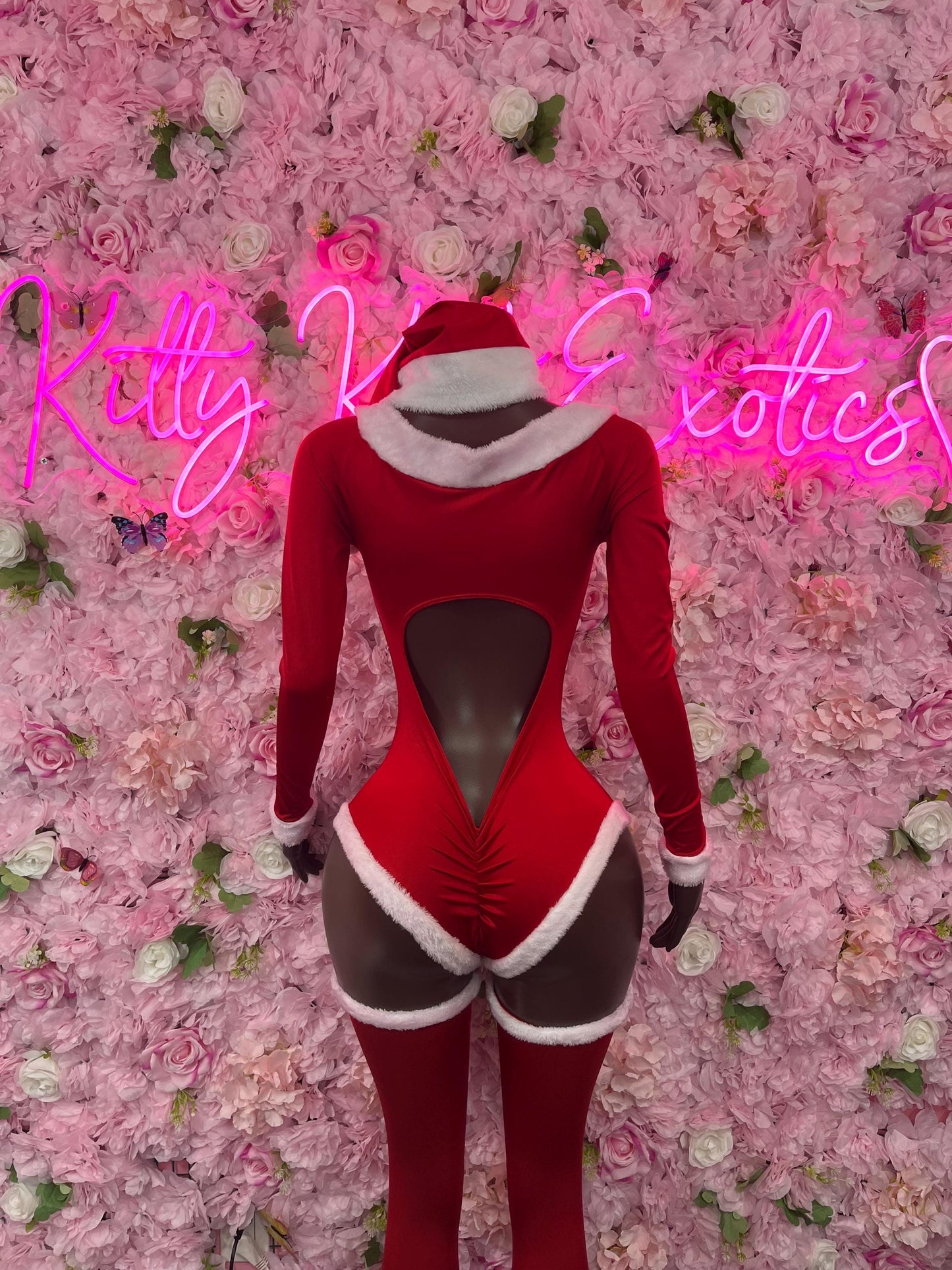 Sexy Santa Christmas Costume - One Piece Red/White Holiday Outfit - Festive Womens Christmas Lingerie -Hat & Leggings Included Christmas