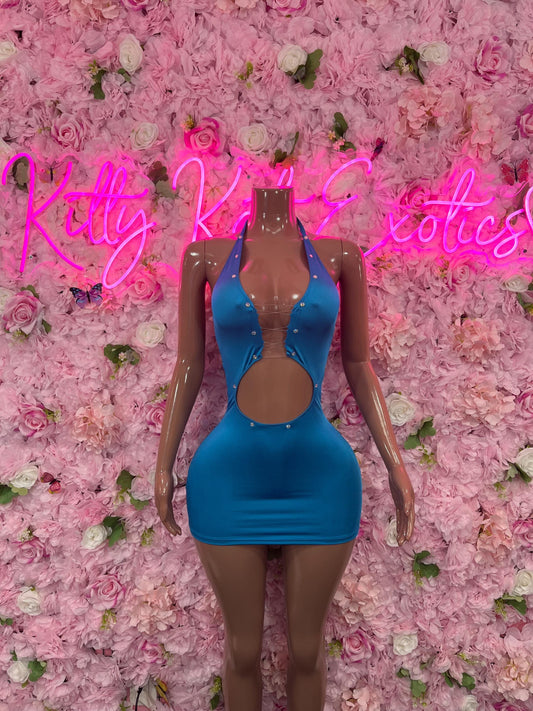 Exotic Dancewear Blue Dress  Glamorous Evening Dress for Parties, Formal Events, or Special Occasions | Sexy and Elegant Fashion