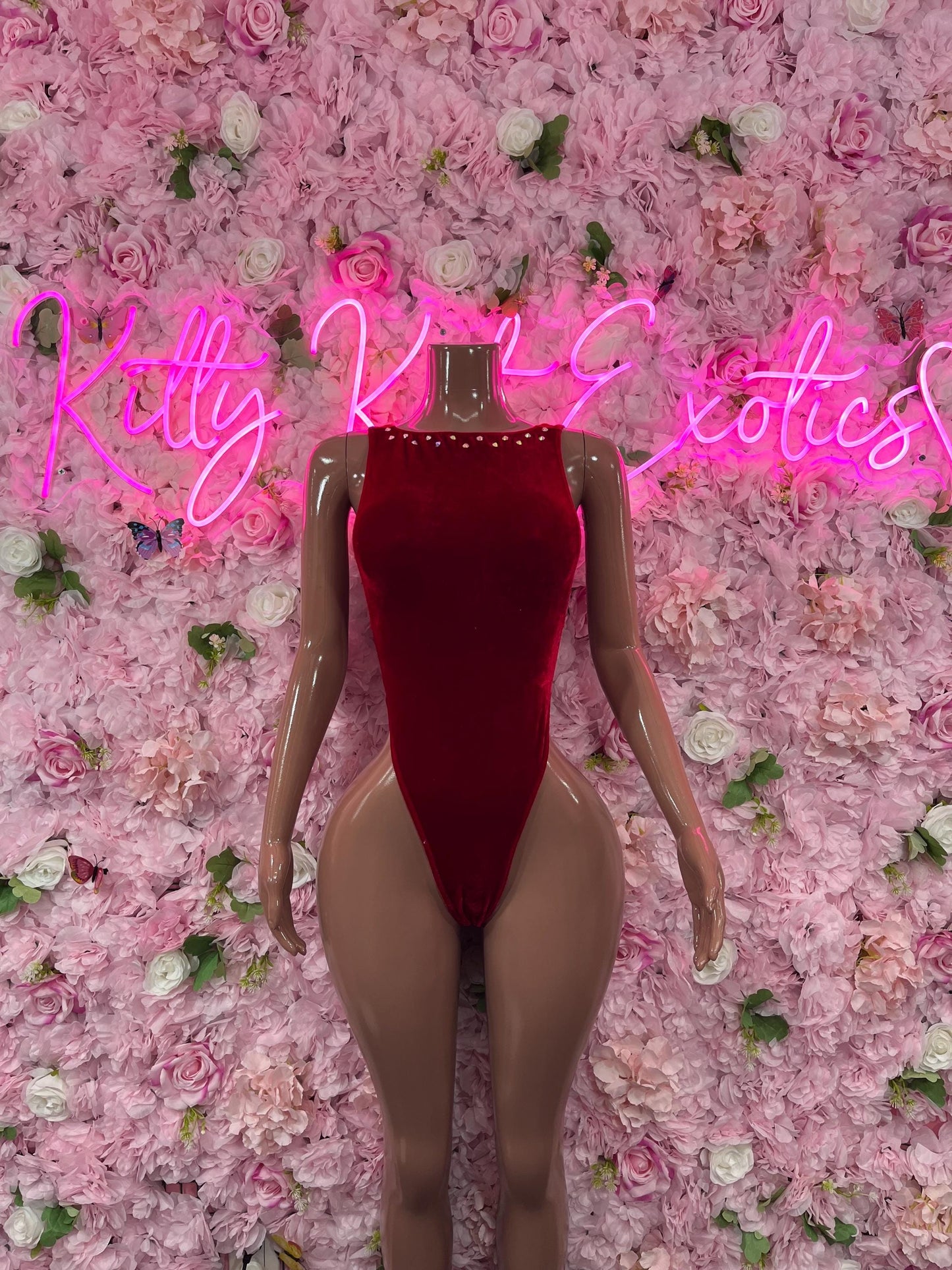 Sexy Santa Christmas Costume - One Piece Red Holiday Outfit - Festive Womens Christmas Lingerie Christmas