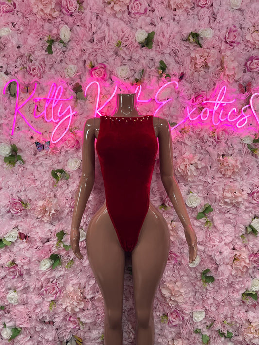 Sexy Santa Christmas Costume - One Piece Red Holiday Outfit - Festive Womens Christmas Lingerie Christmas