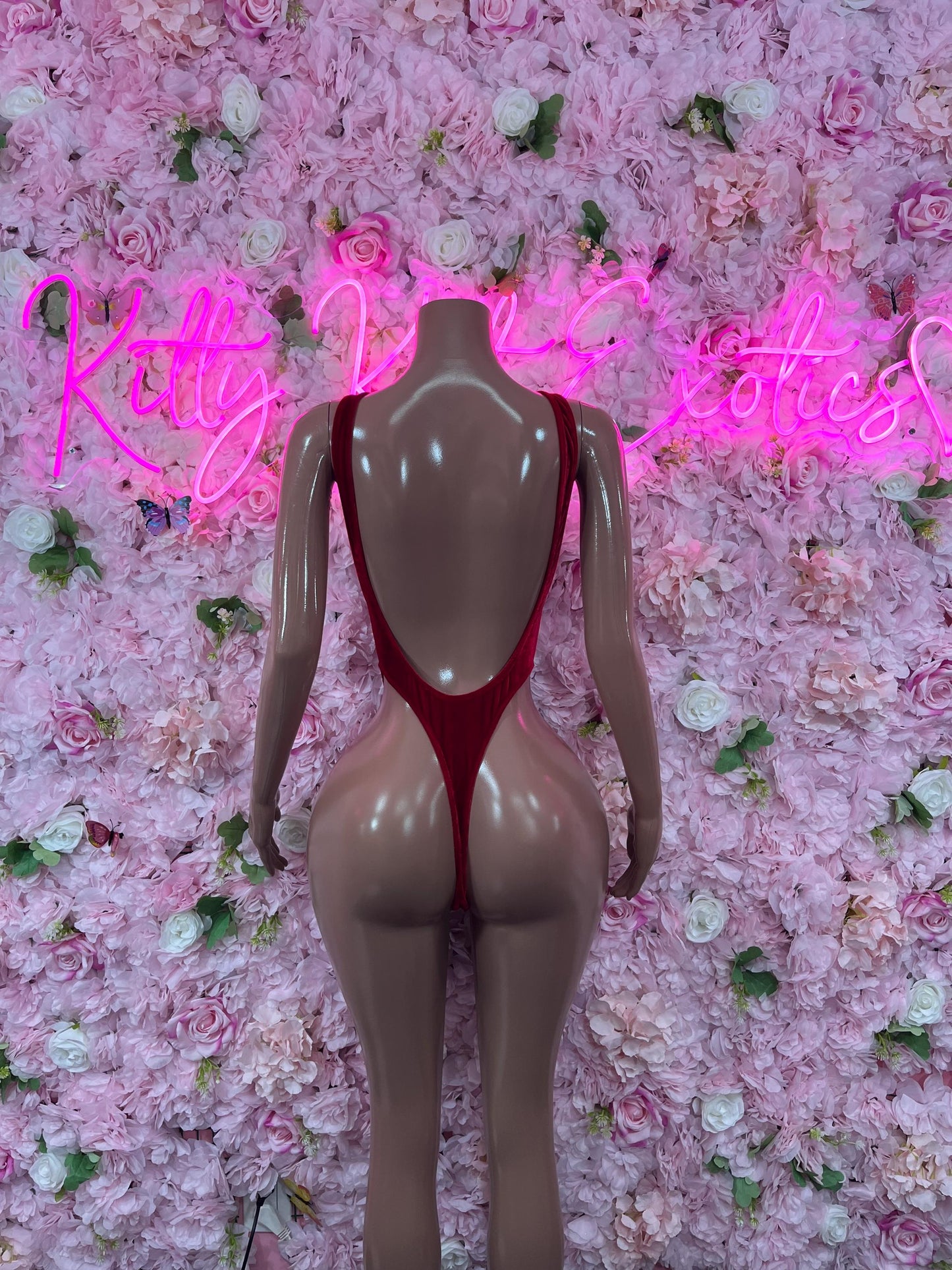 Sexy Santa Christmas Costume - One Piece Red Holiday Outfit - Festive Womens Christmas Lingerie Christmas