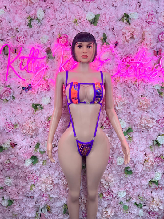 One Piece Purple Slingshot Bikini Bottlegirl Bartender Outfit Festivalwear