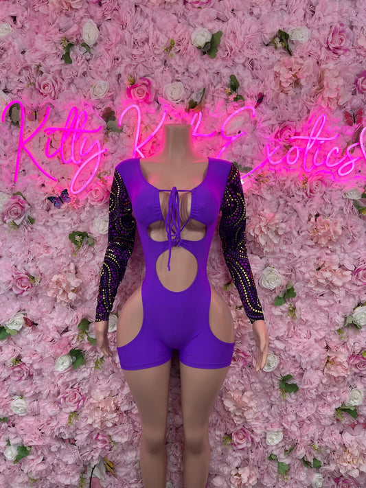 Bottle girl One Piece Purple Bodysuit Bartender Outfit Startender