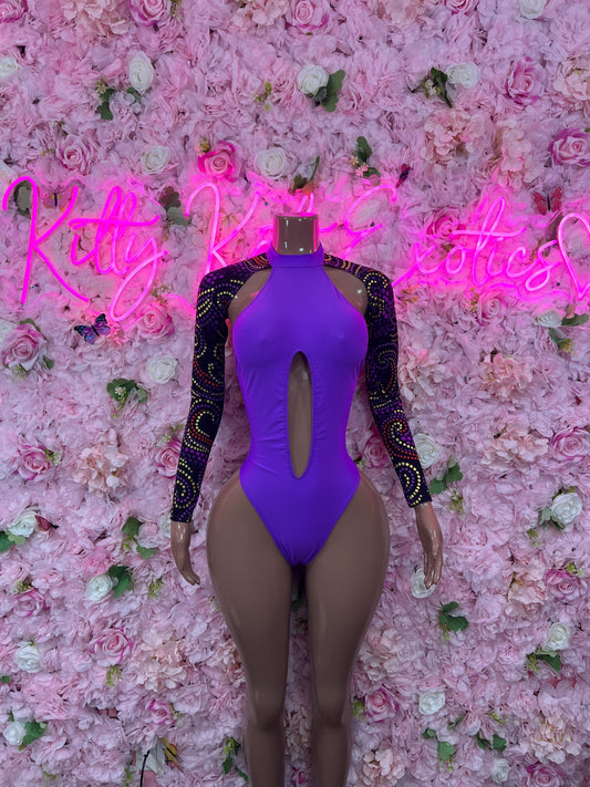 Bottle girl One Piece Purple Bodysuit Bartender Outfit Startender