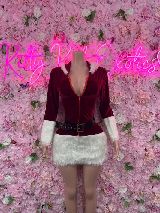 Naughty Santa Sexy Santa Christmas  Costume - Two Piece Skirt Set Holiday Outfit - Festive Womens Christmas Lingerie Christmas