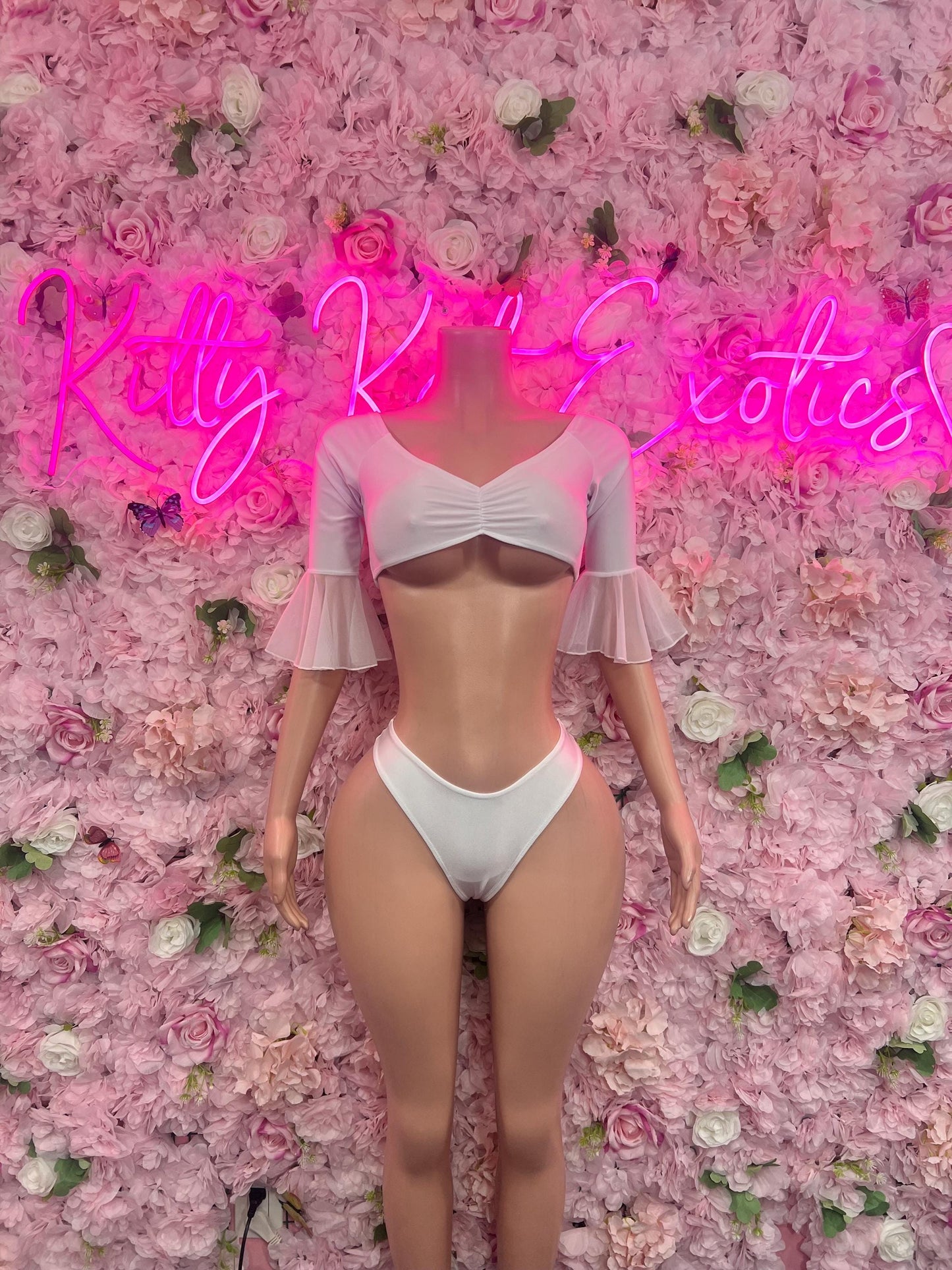 Exotic Dancer Two Piece White Bottlegirl Ravewear Festival wear Beach wear