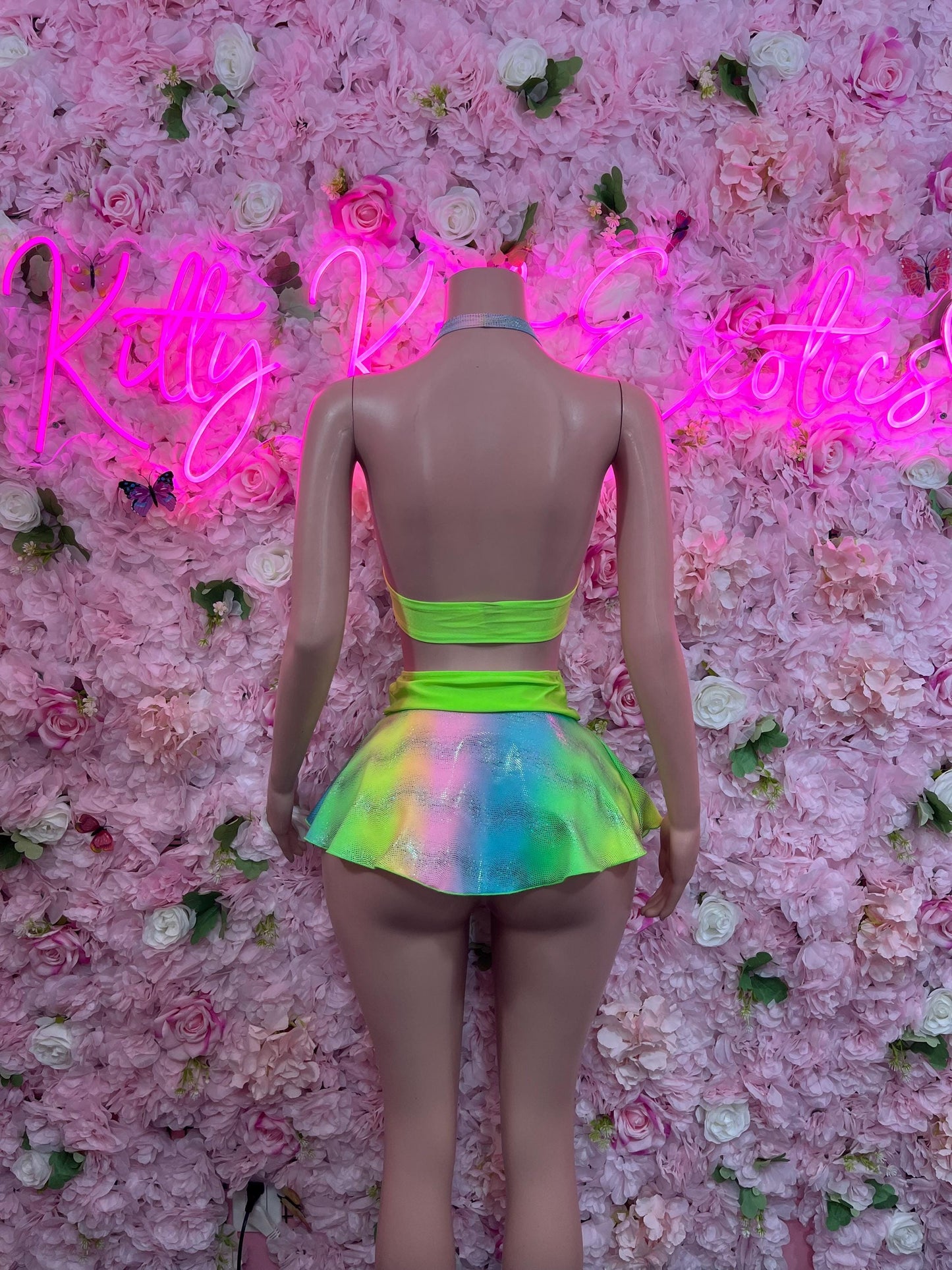 Exotic Dancewear Two Piece Multicolor Bottlegirl Ravewear Festival wear Beach wear