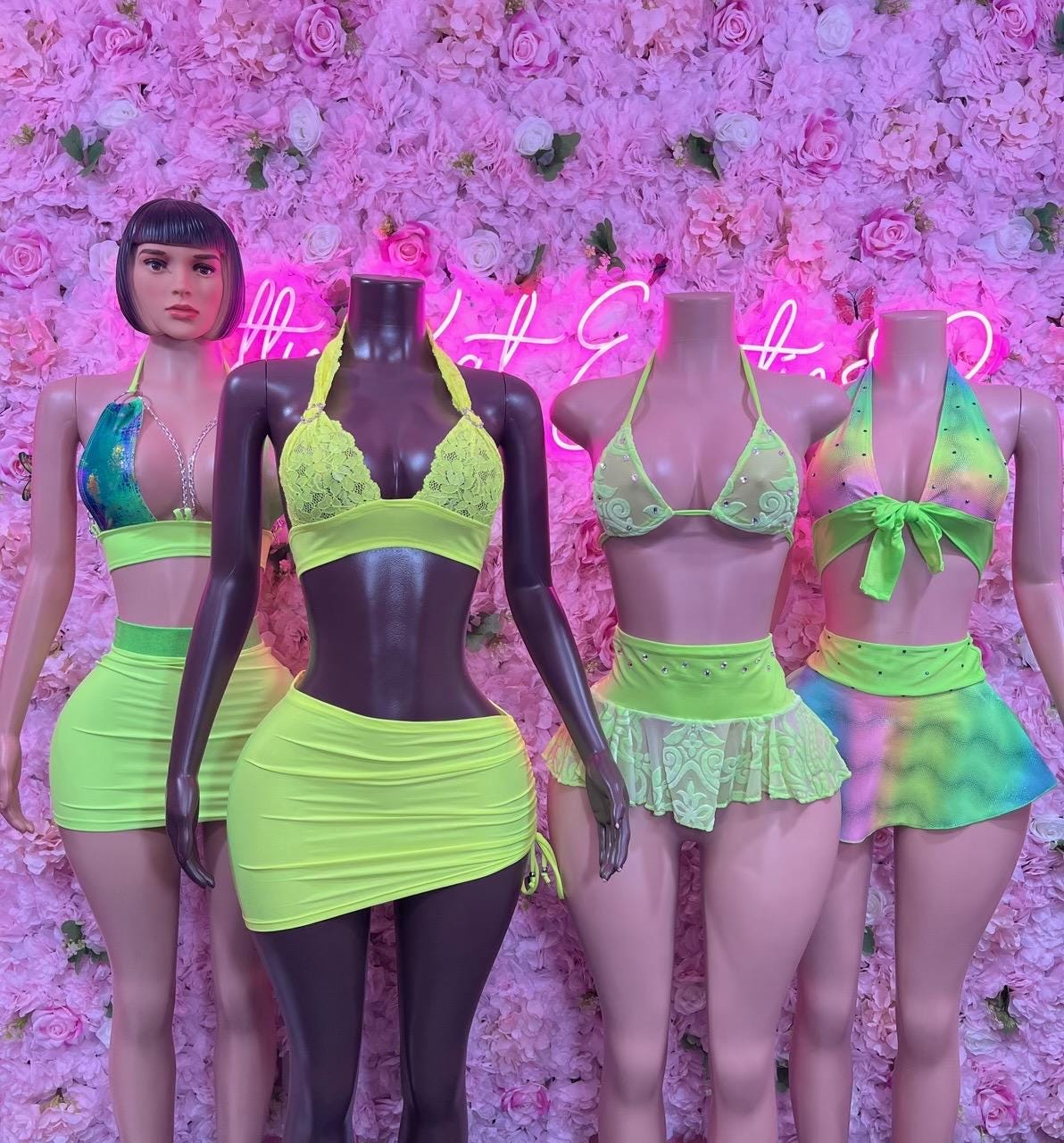 Exotic Dancewear Two Piece Neon Green Bottlegirl Ravewear Festival wear Beach wear