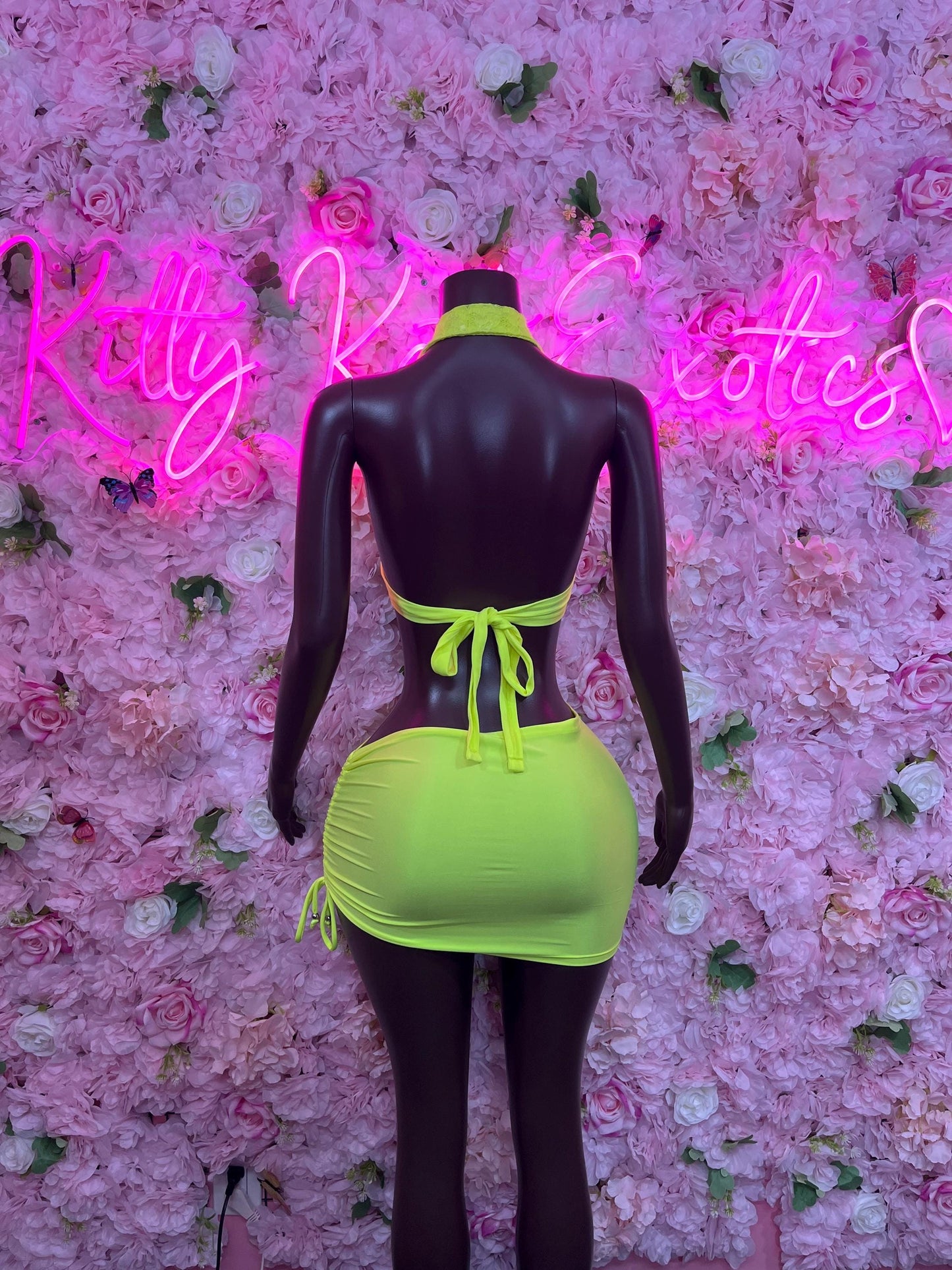 Exotic Dancewear Two Piece Neon Green Bottlegirl Ravewear Festival wear Beach wear