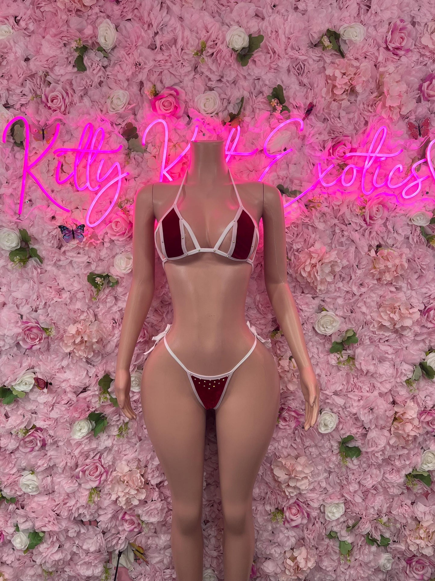 Sexy Santa Christmas Costume - One Piece Bikini Holiday Outfit - Festive Womens Christmas Lingerie Christmas