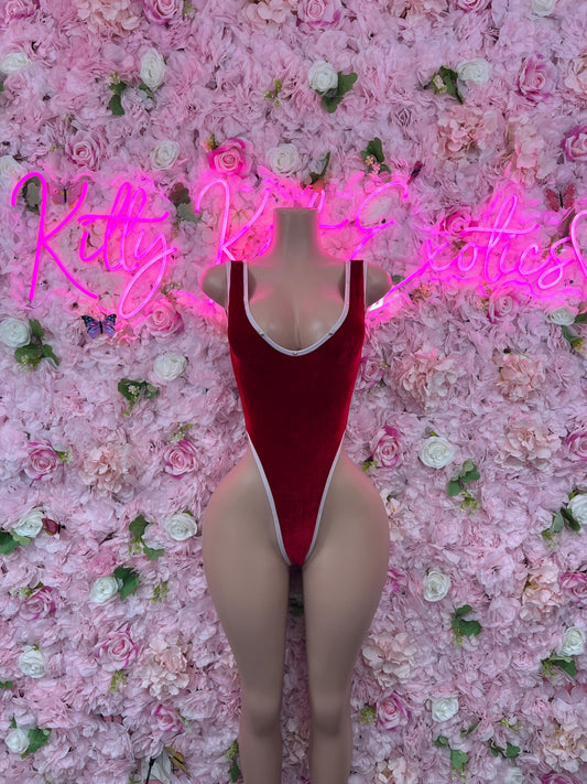 Sexy Santa Christmas Costume - One Piece Bikini Holiday Outfit - Festive Womens Christmas Lingerie Christmas