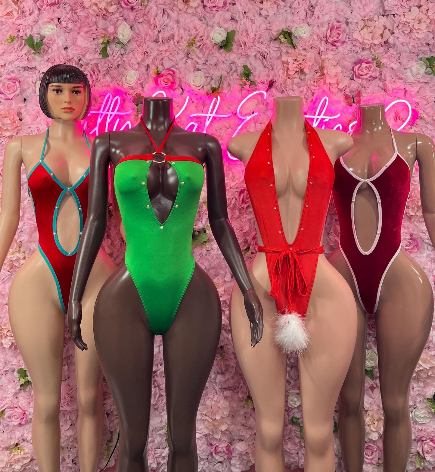 Sexy Santa Christmas Costume - One Piece  Holiday Outfit - Festive Womens Christmas Lingerie Christmas