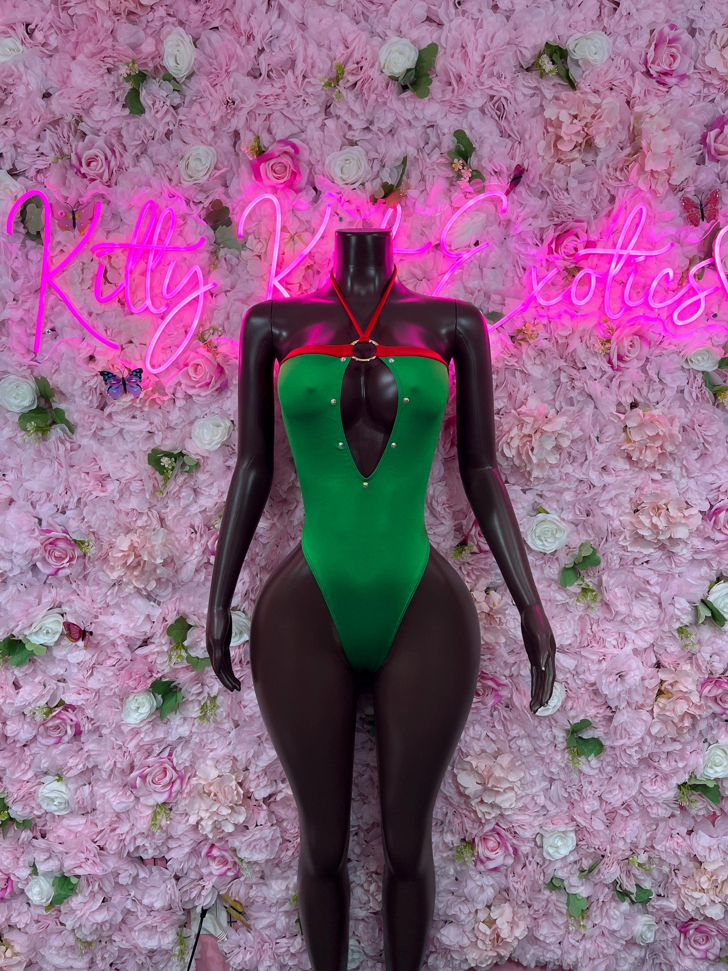 Naughty Santa Sexy Santa Christmas Costume - One Piece Green Holiday Outfit - Festive Womens Christmas Lingerie Christmas