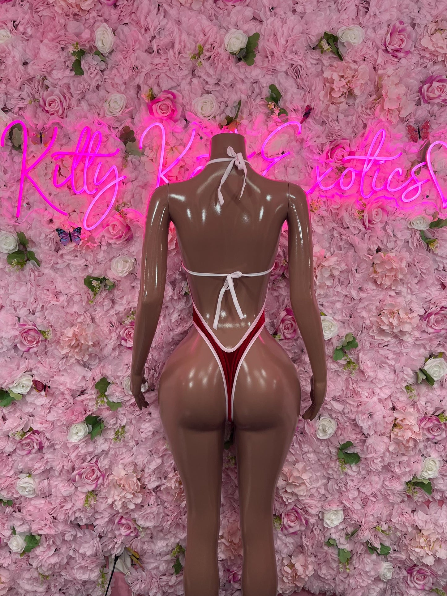 Sexy Santa Christmas Costume - One Piece Red Holiday Outfit - Festive Womens Christmas Lingerie Christmas