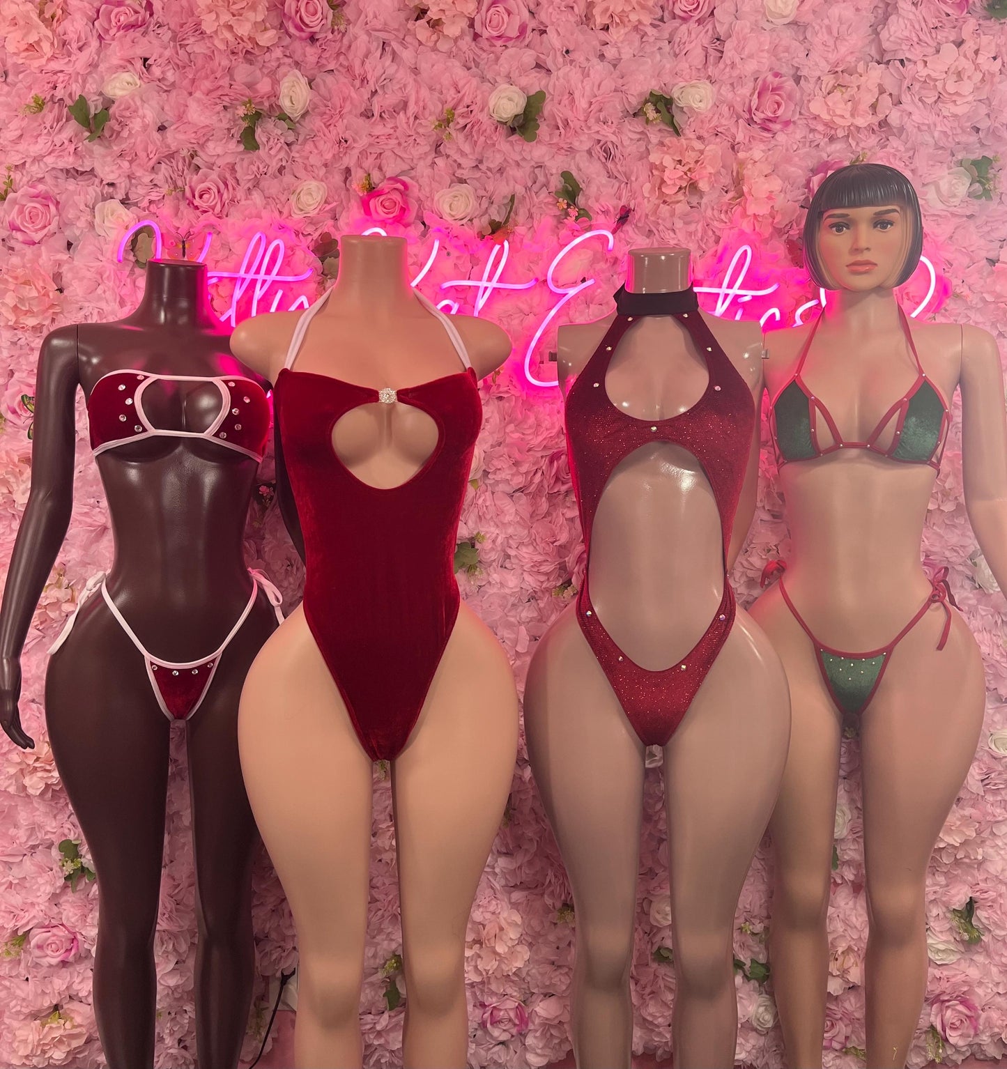 Sexy Santa Christmas Costume - One Piece Red  Holiday Outfit - Festive Womens Christmas Lingerie Christmas