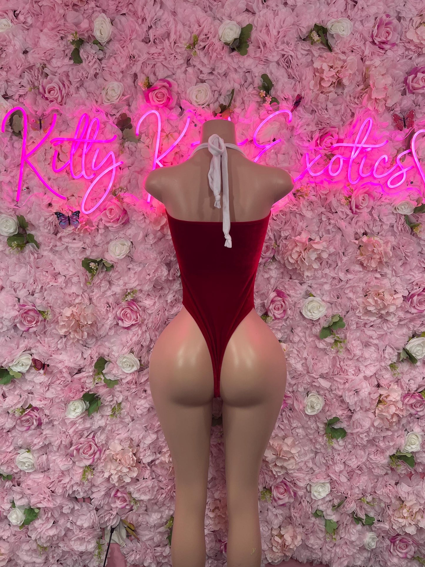 Sexy Santa Christmas Costume - One Piece Red  Holiday Outfit - Festive Womens Christmas Lingerie Christmas