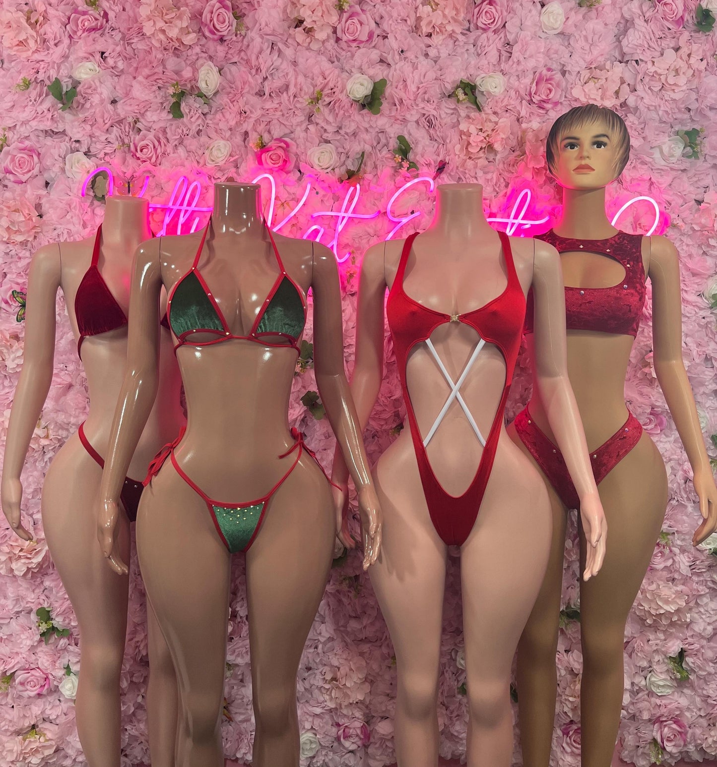 Sexy Santa Christmas Costume - One Piece Red  Holiday Outfit - Festive Womens Christmas Lingerie Christmas