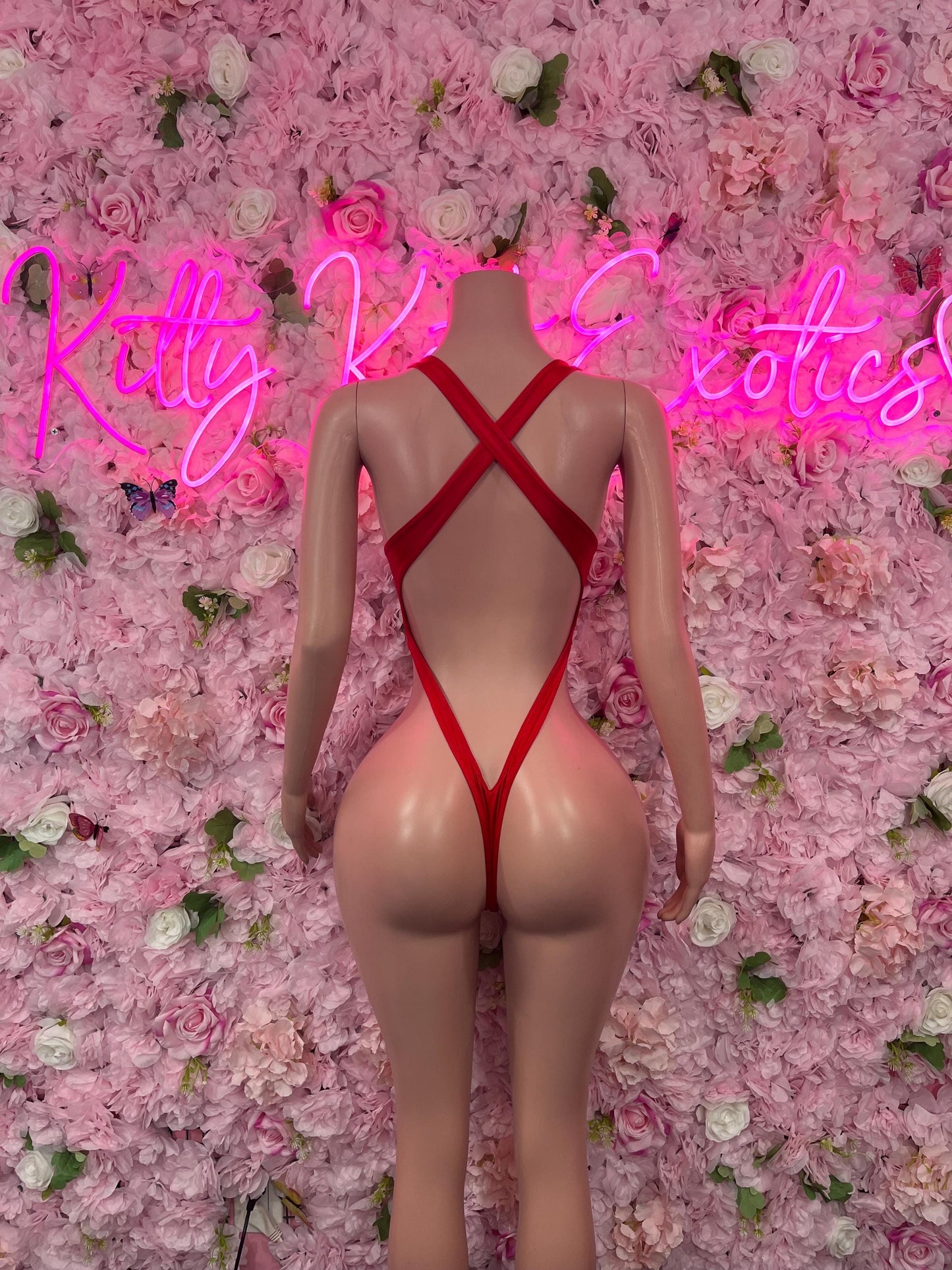 Sexy Santa Christmas Costume - One Piece Red  Holiday Outfit - Festive Womens Christmas Lingerie Christmas