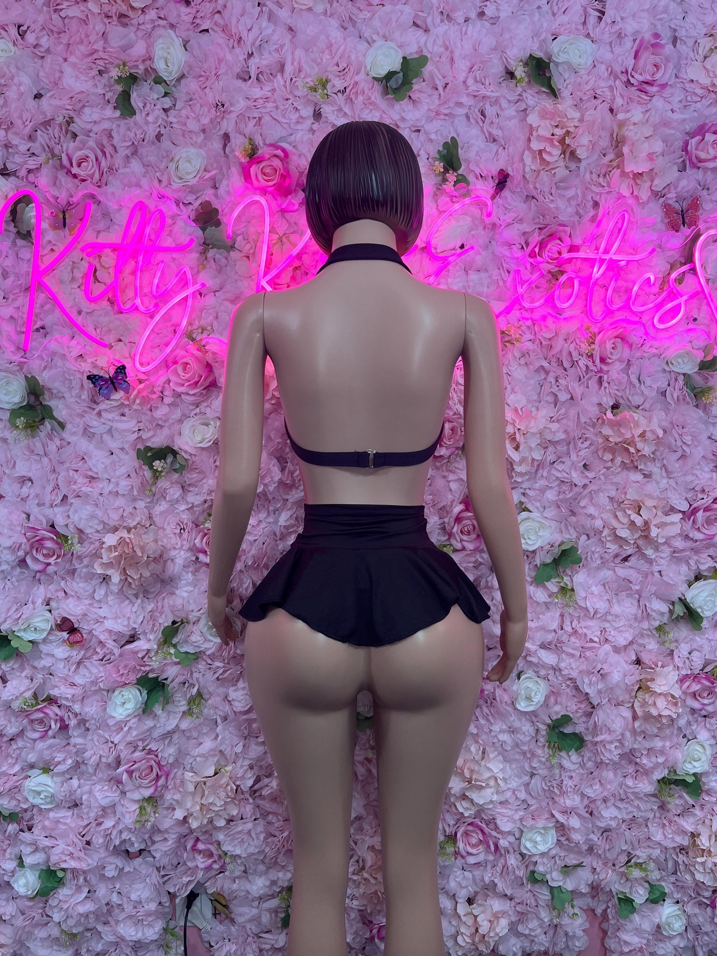 Festival Two Piece Skirt Set Black  Bottlegirl Ravewear Festival wear Beach wear Bartender Outfit