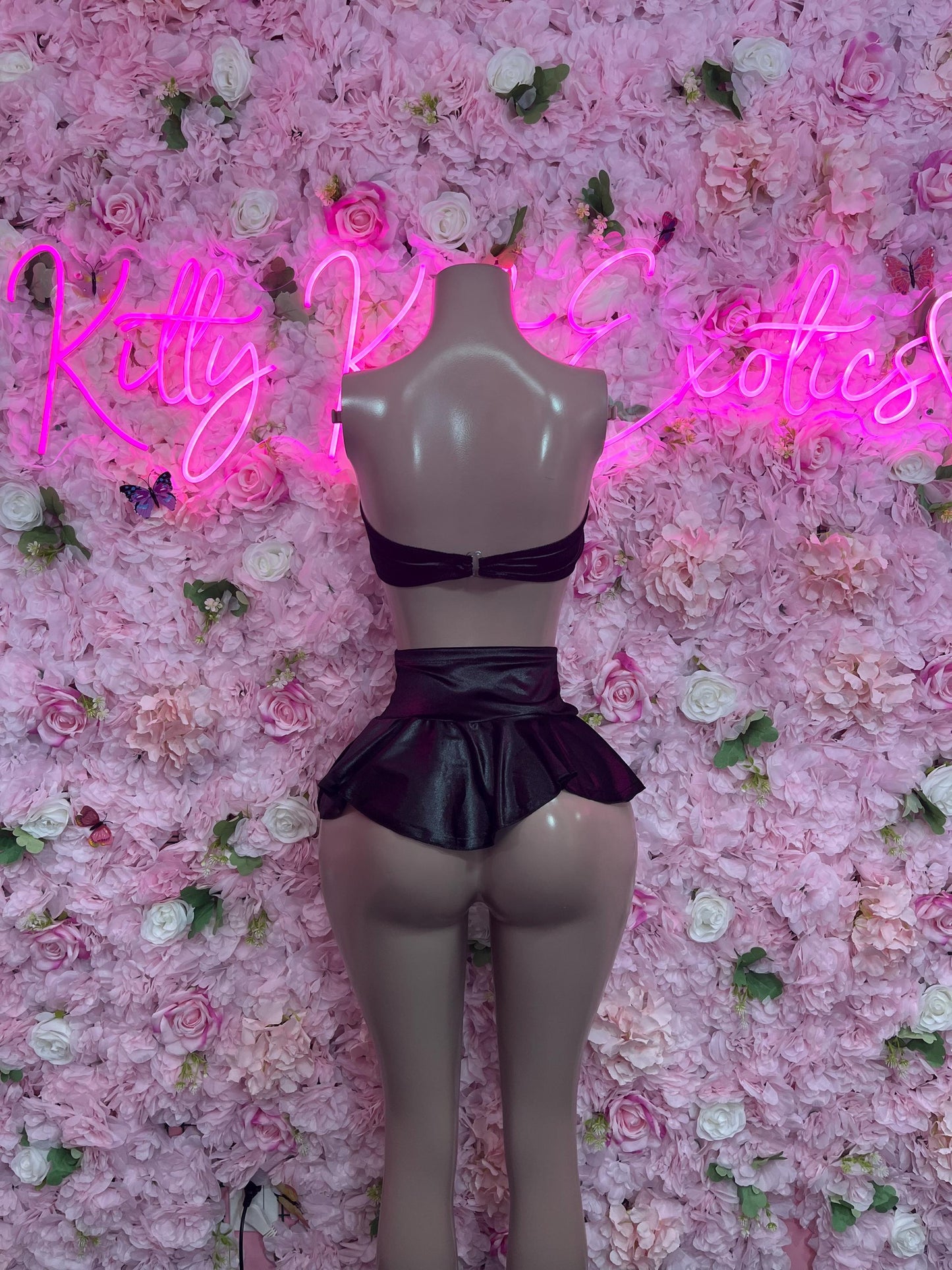 Festival Two Piece Skirt Set Black  Bottlegirl Ravewear Festival wear Beach wear Bartender Outfit