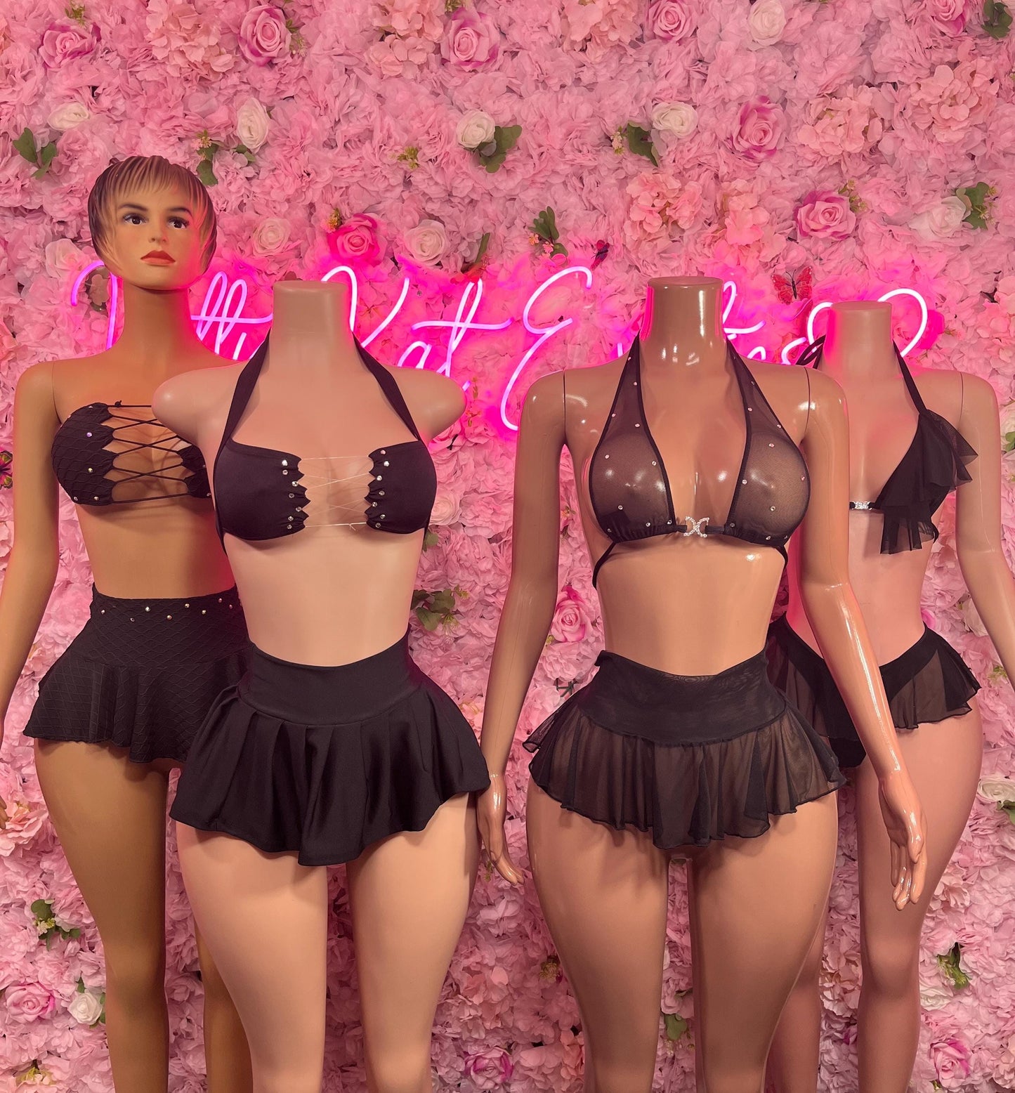 Bottlegirl Two Piece Skirt Set Black  Bottlegirl Ravewear Festival wear Beach wear Bartender Outfit