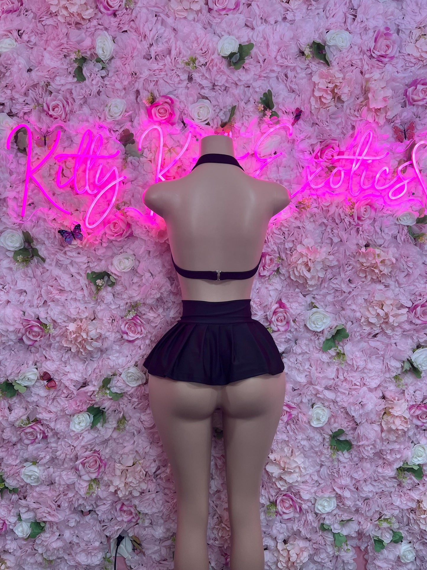 Bottlegirl Two Piece Skirt Set Black  Bottlegirl Ravewear Festival wear Beach wear Bartender Outfit