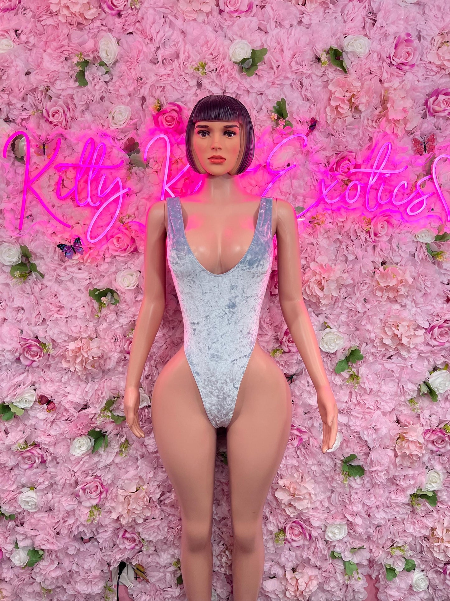 Bottlegirl Exotic Dancewear One Piece Blue Velvet Bodysuit Ravewear Bottlegirl Bartender Outfit