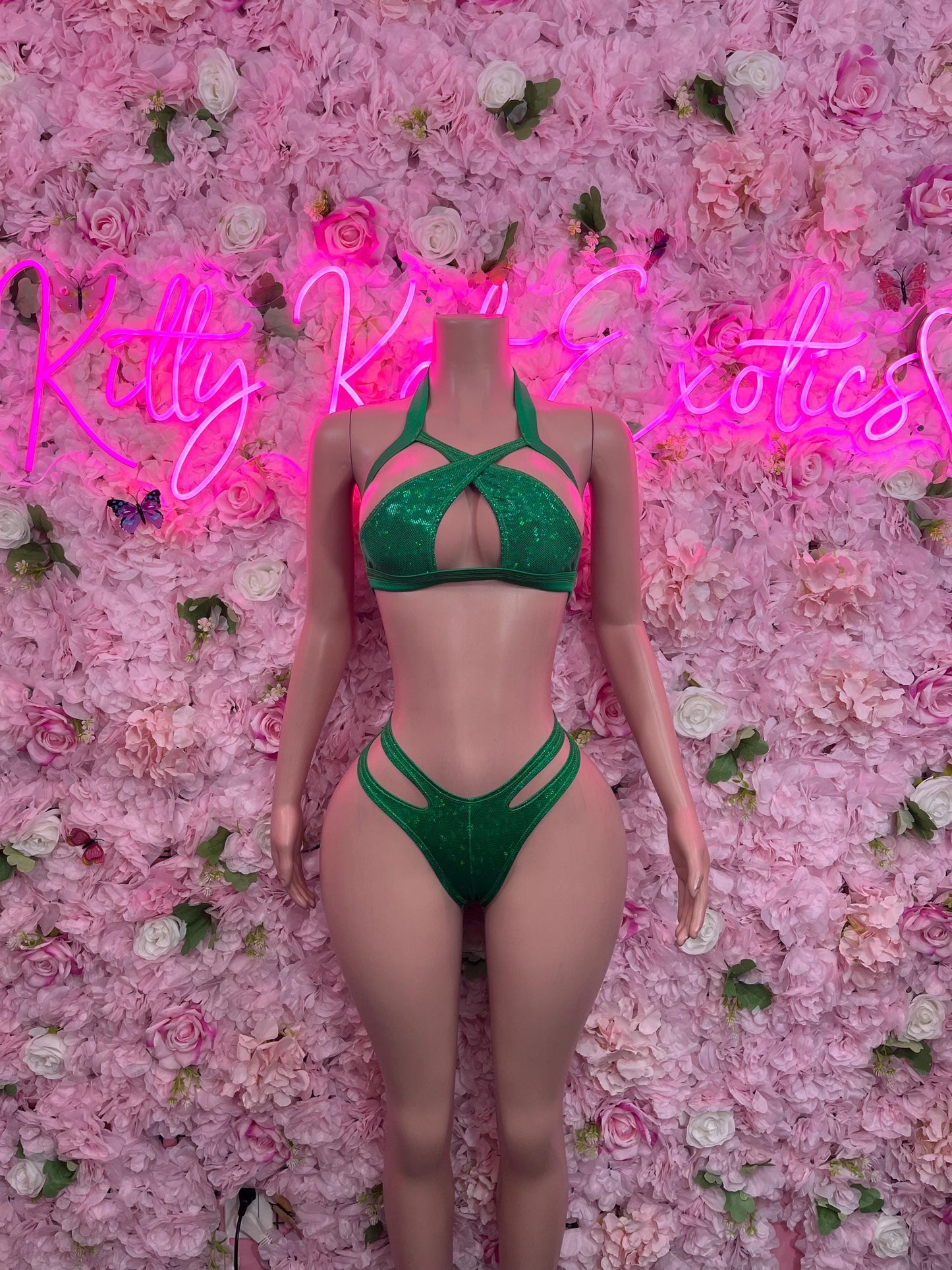 Bottlegirl Two-Piece Green Bodysuit  Exotic Dancewear for Performers, Raves, or Night Out | Bottle girl Outfits