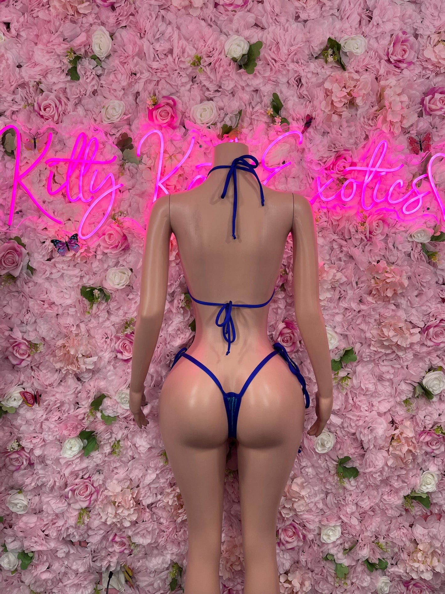 Two Piece Blue Metallic Bikini Bottlegirl Set Dancewear Festival Wear