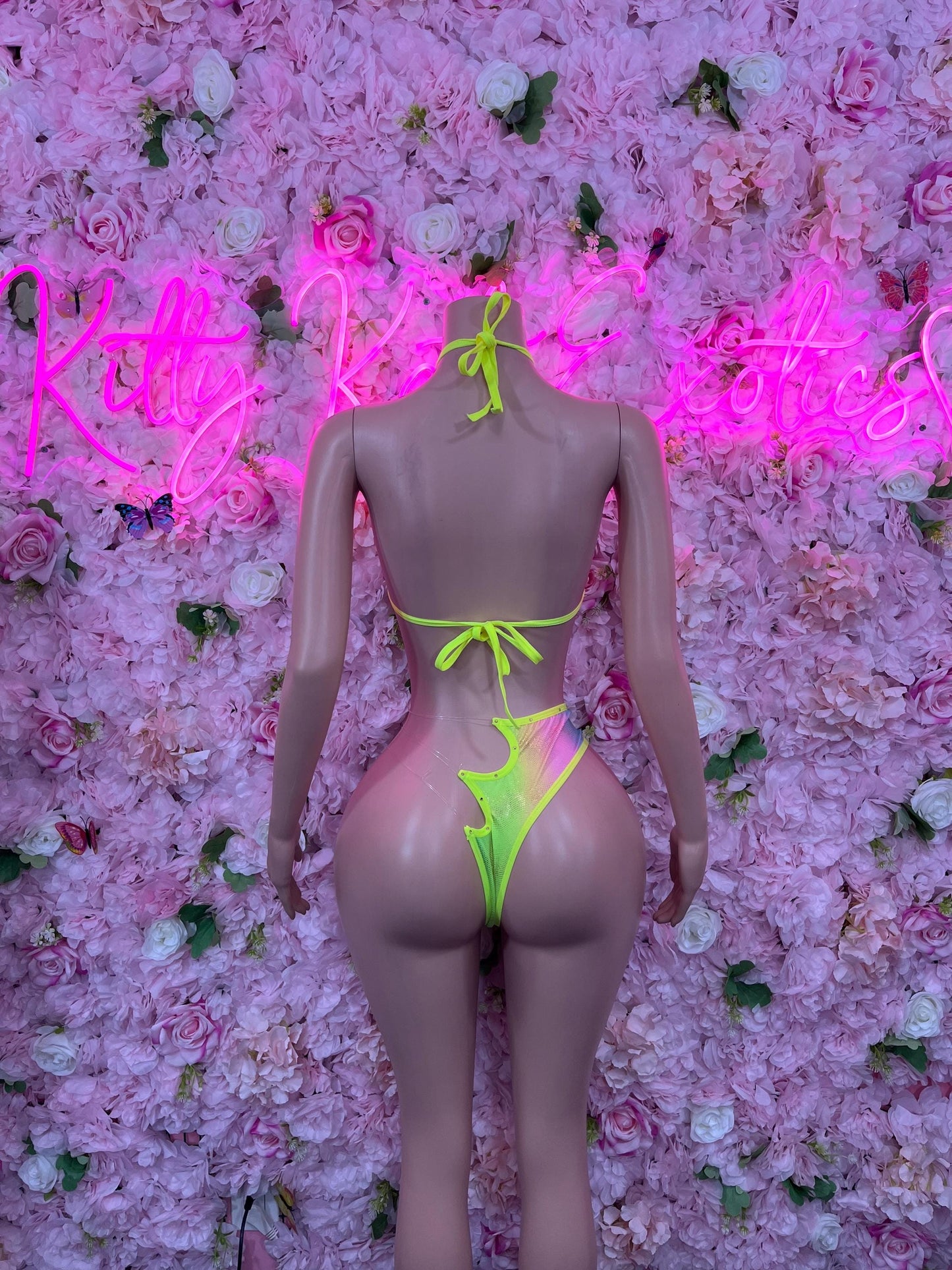 Two Piece Rainbow Metallic Bikini Bottlegirl Set Dancewear Festival Wear