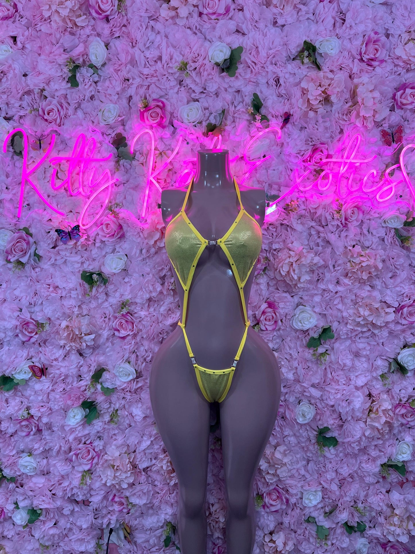 One Piece Gold Metallic Bikini Bottlegirl Set Dancewear Festival Wear