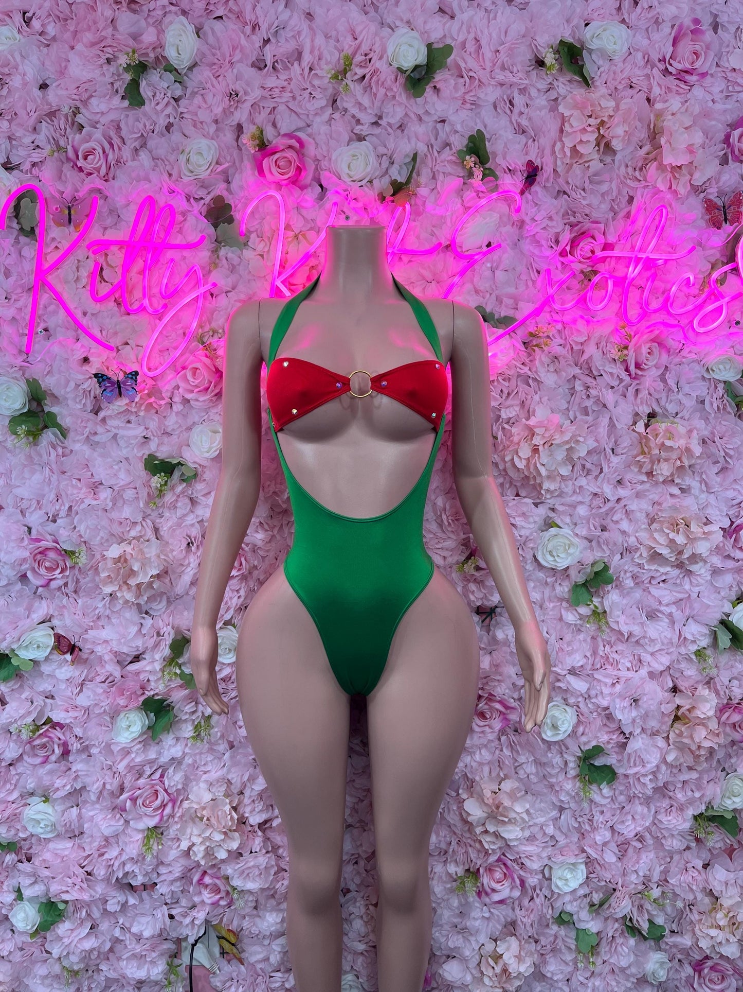 Sexy Santa Christmas Costume - One Piece  Holiday Outfit - Festive Womens Christmas Lingerie Christmas